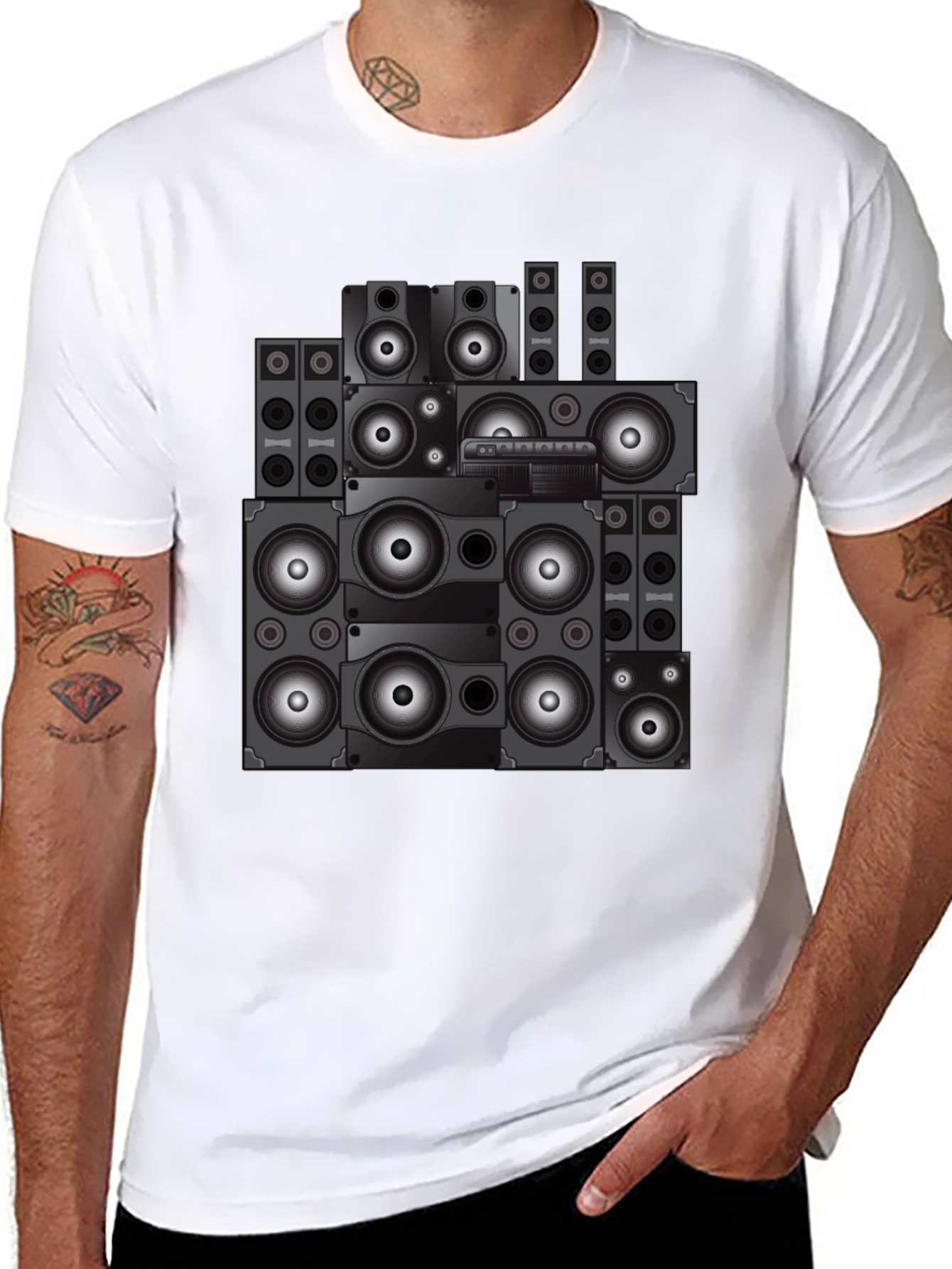 Speaker Stack Graphic Tee - Cool Sound System Design