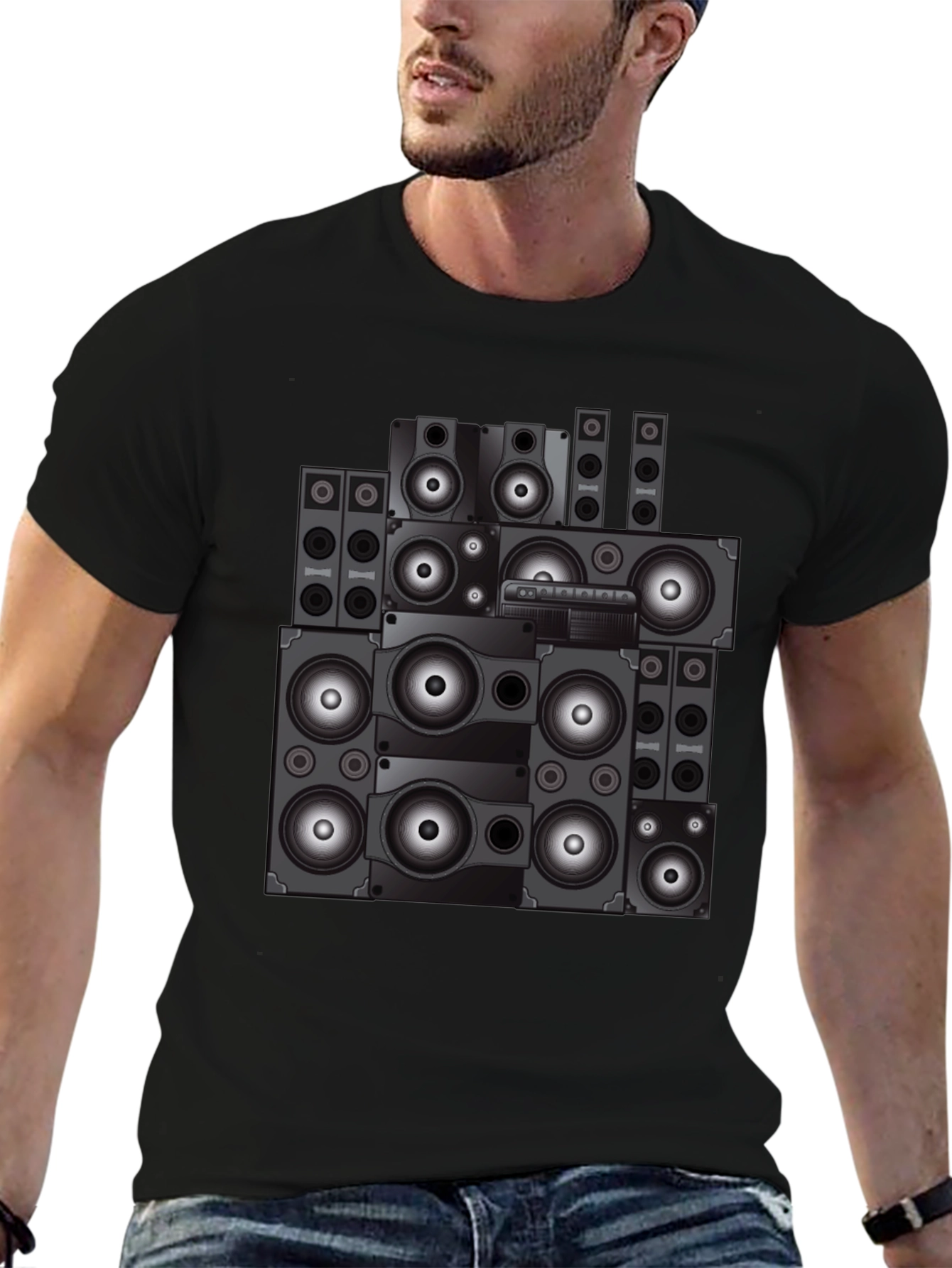 Speaker Stack Graphic Tee - Cool Sound System Design