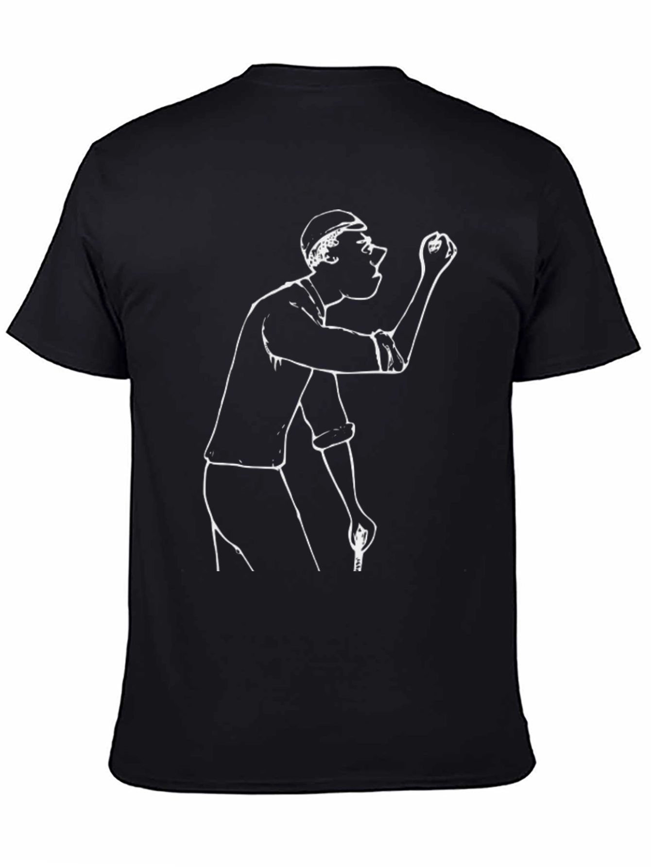 Funny Graphic Tee - Cartoon Man Sketch Black T-Shirt
