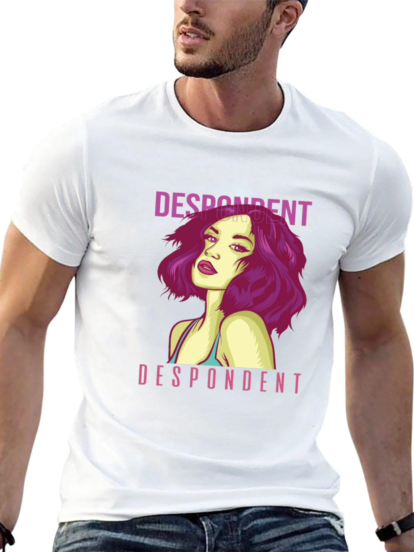 Despondent Woman Graphic Tee - Black Cotton T-Shirt
