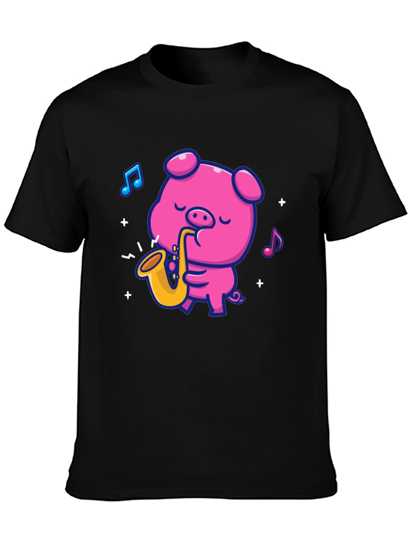 Pig Saxophone Black T-Shirt