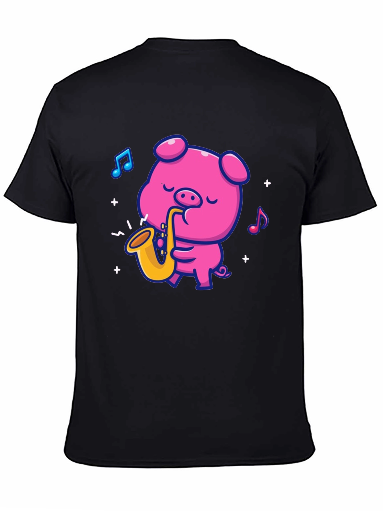 Pig Saxophone Black T-Shirt