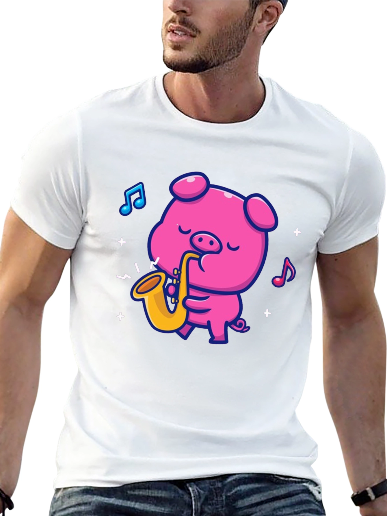 Pig Saxophone Black T-Shirt