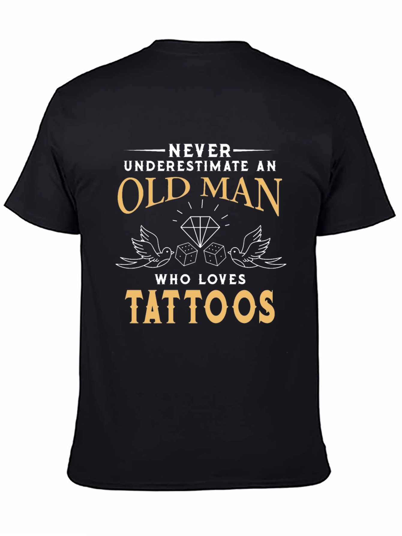 Old Man Tattoos Graphic Tee - Black