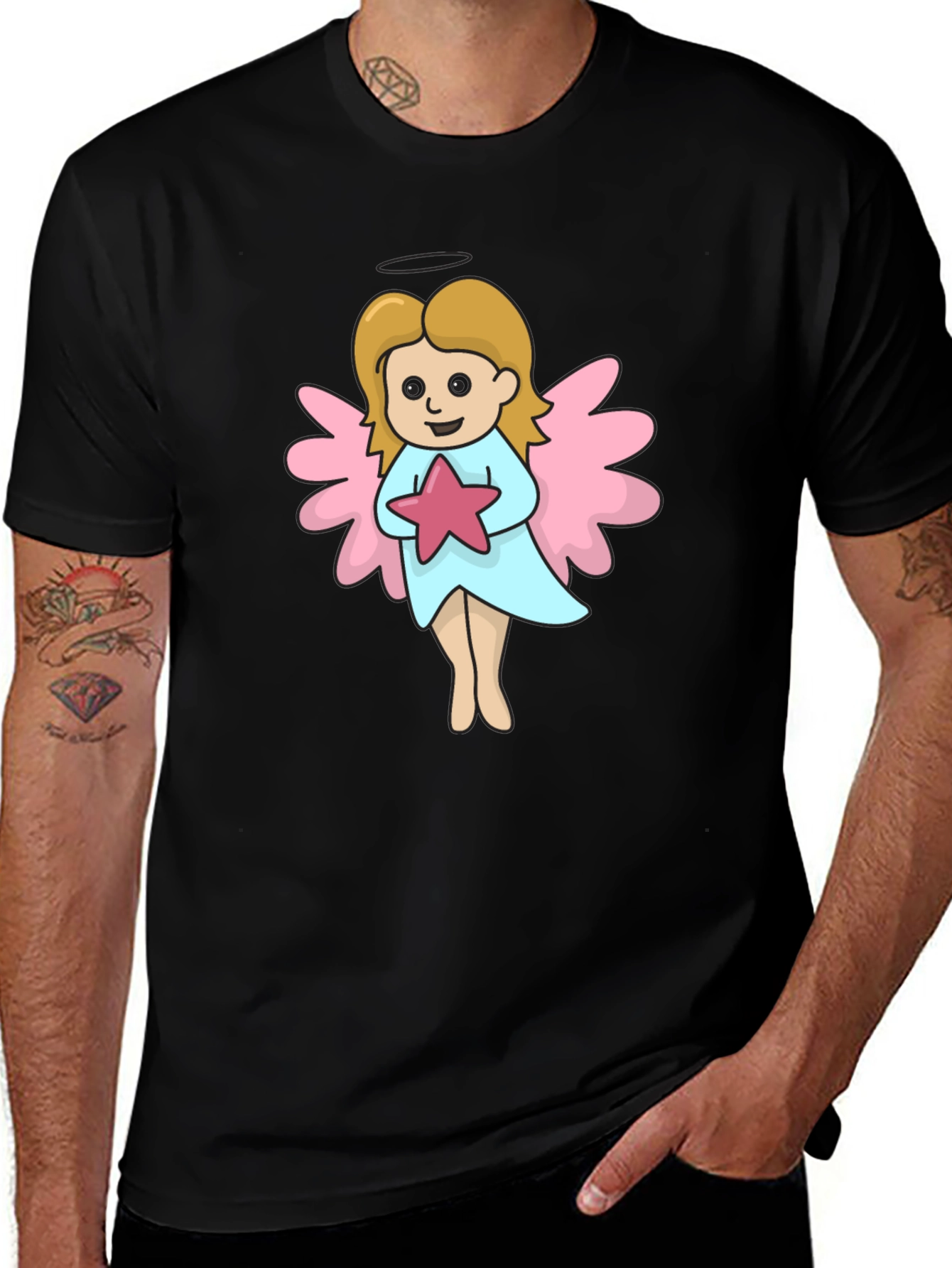 Angel Star Graphic T-Shirt - Cute Cartoon Design