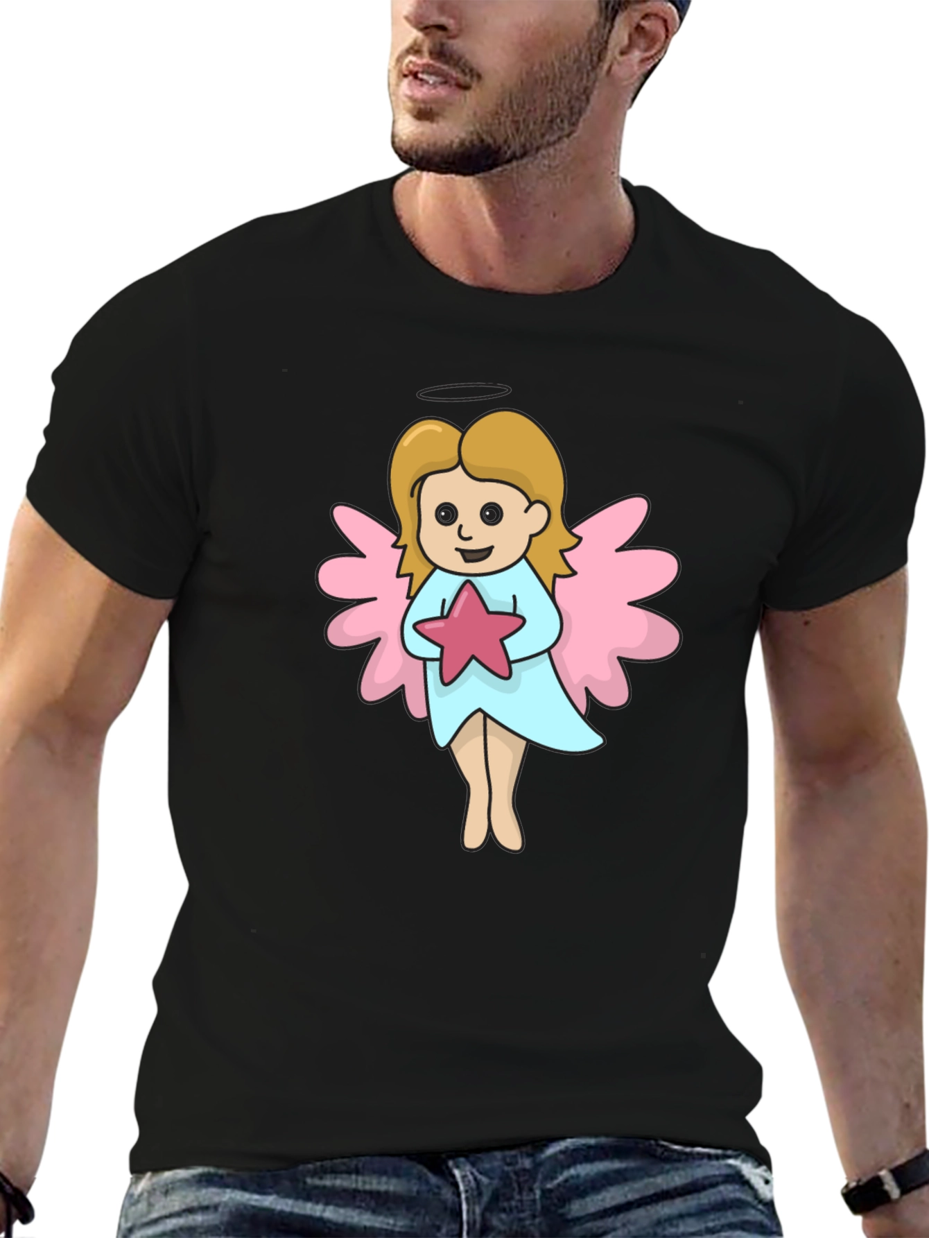 Angel Star Graphic T-Shirt - Cute Cartoon Design