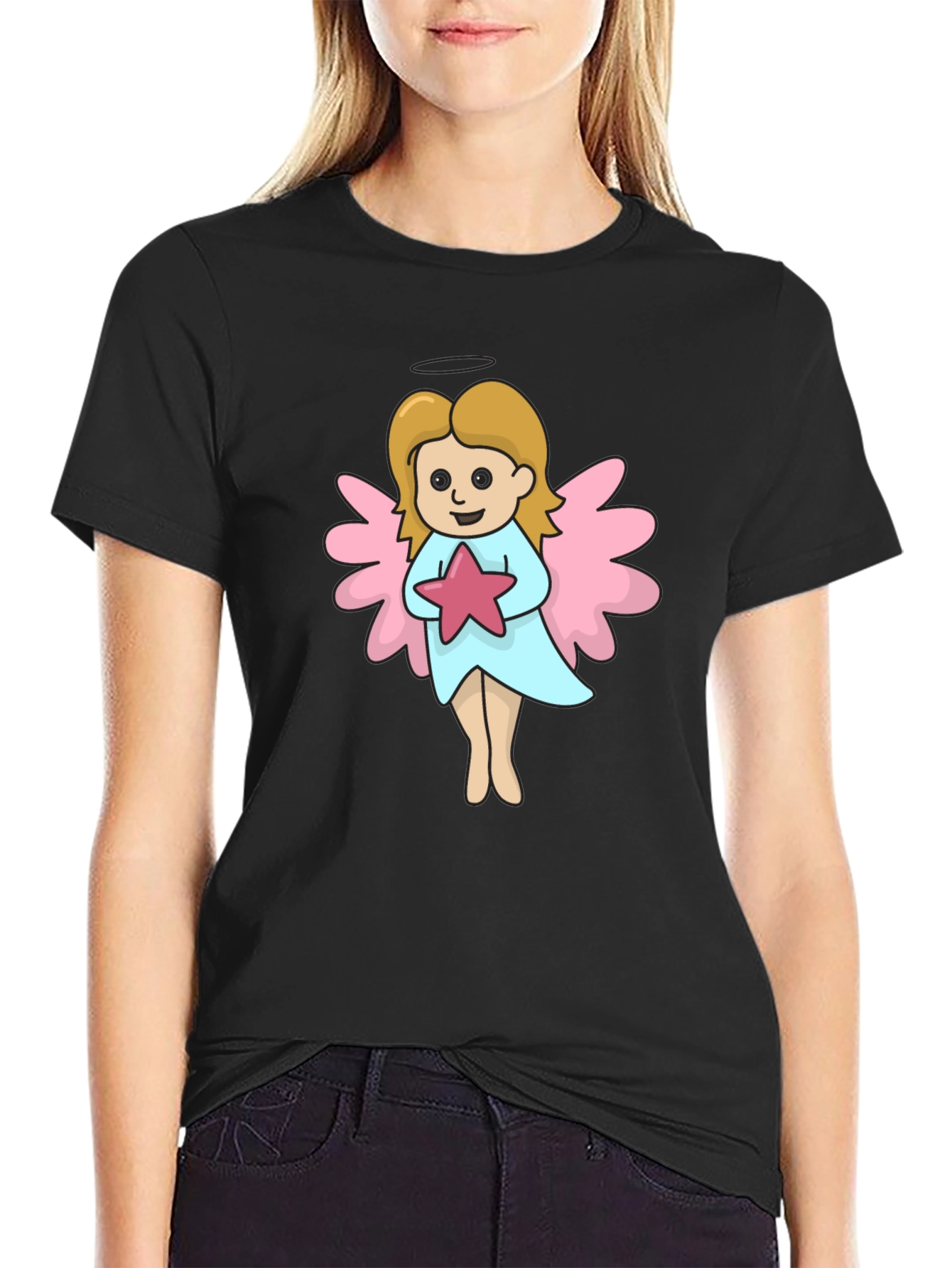 Angel Star Graphic T-Shirt - Cute Cartoon Design