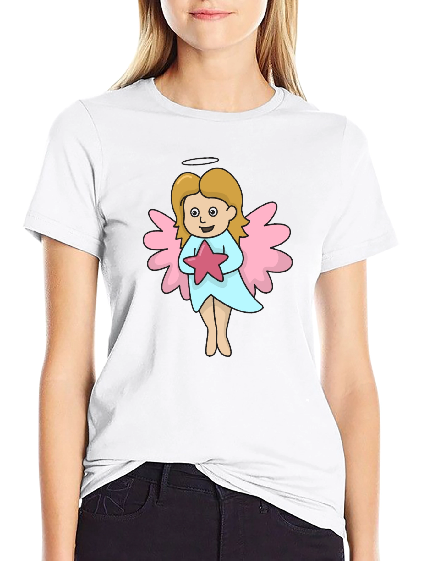 Angel Star Graphic T-Shirt - Cute Cartoon Design
