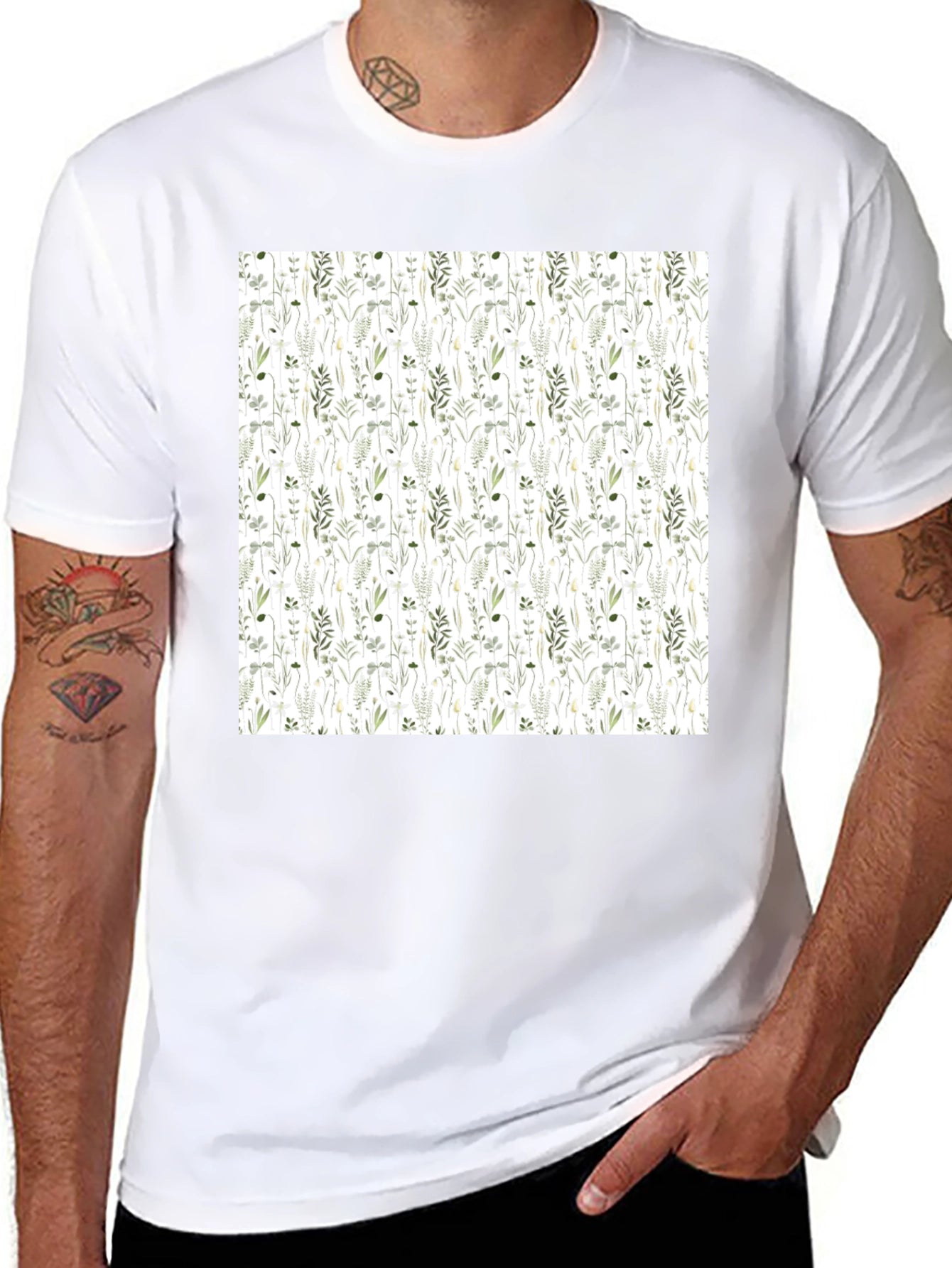 Floral Print Black Tee