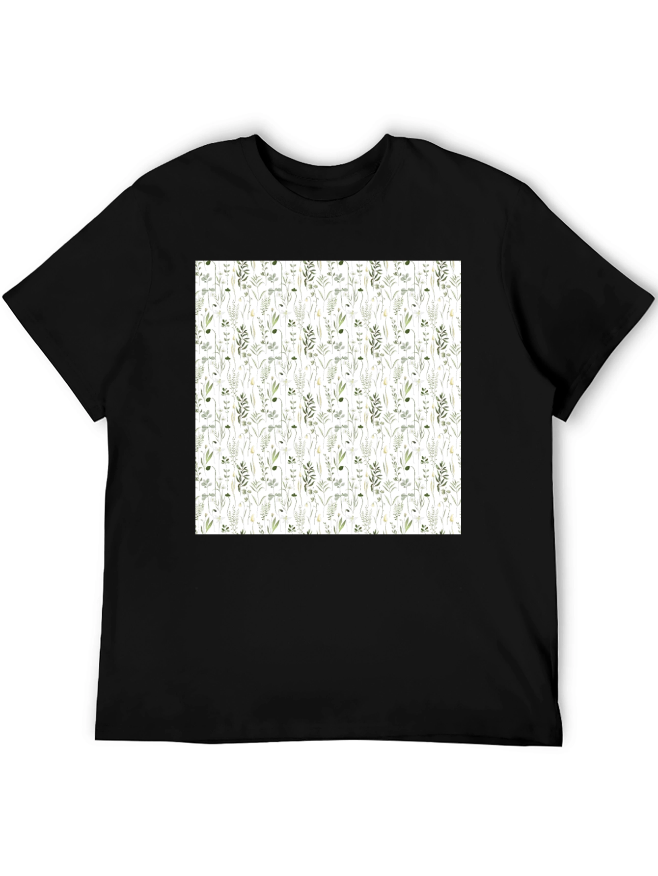 Floral Print Black Tee