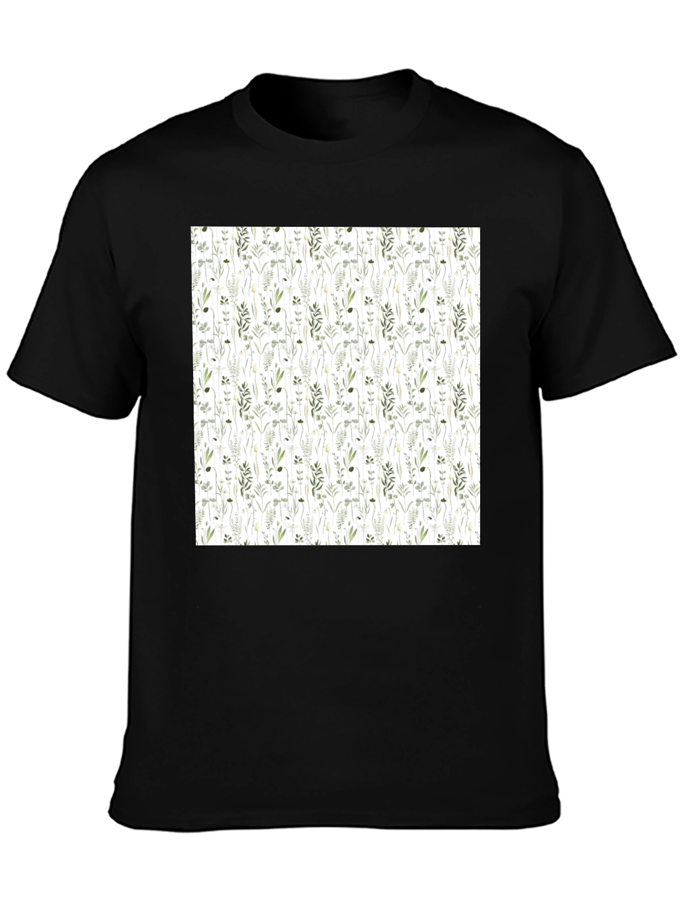 Floral Print Black Tee