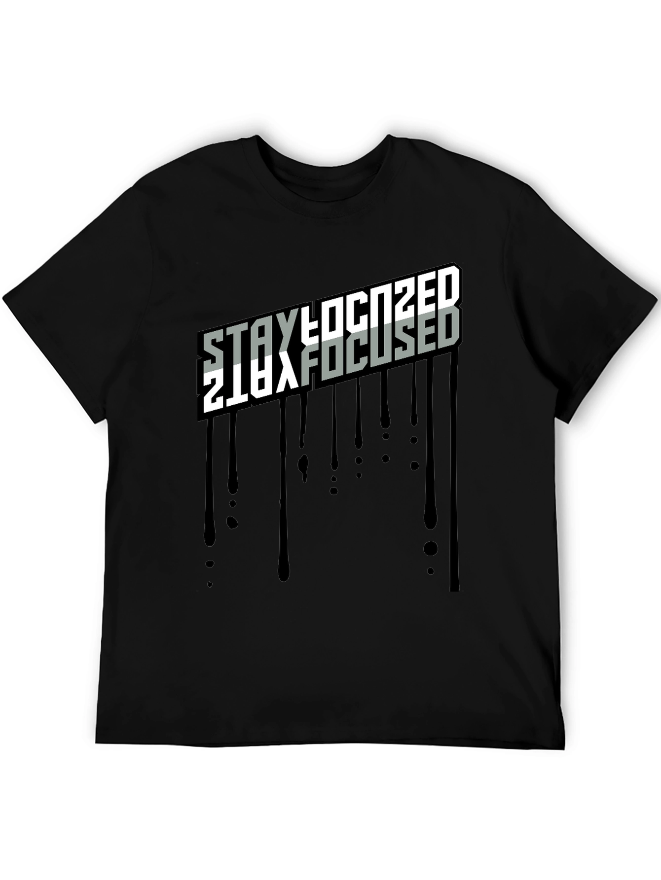 Stay Focused Black Graphic T-Shirt