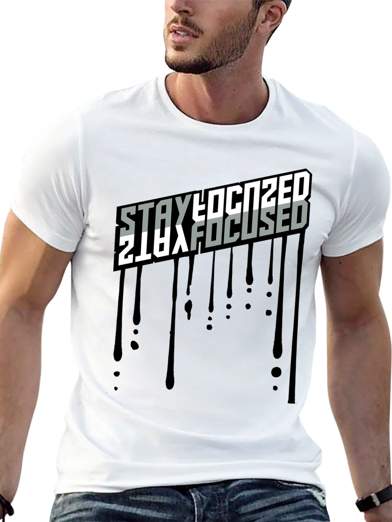 Stay Focused Black Graphic T-Shirt
