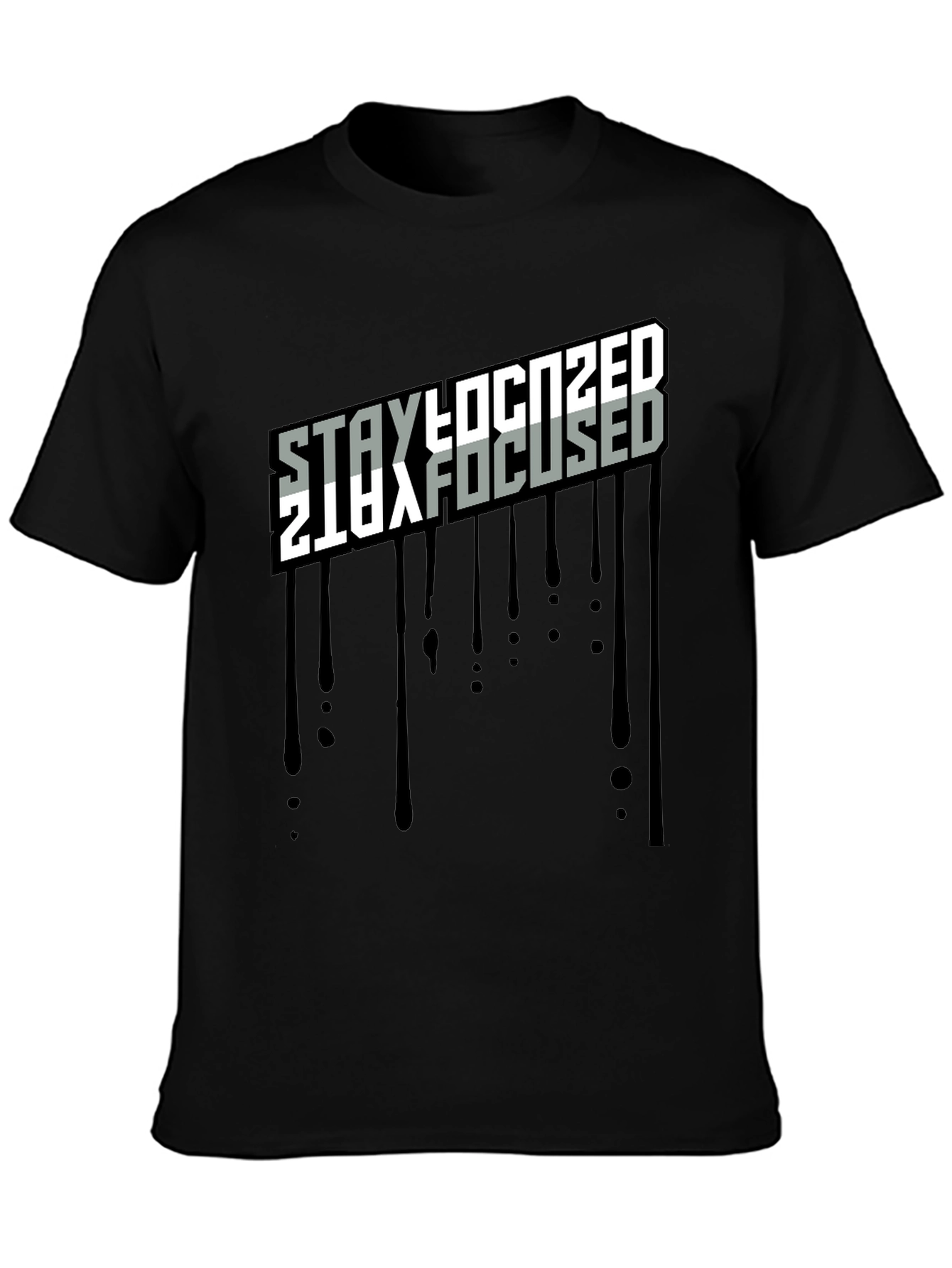 Stay Focused Black Graphic T-Shirt