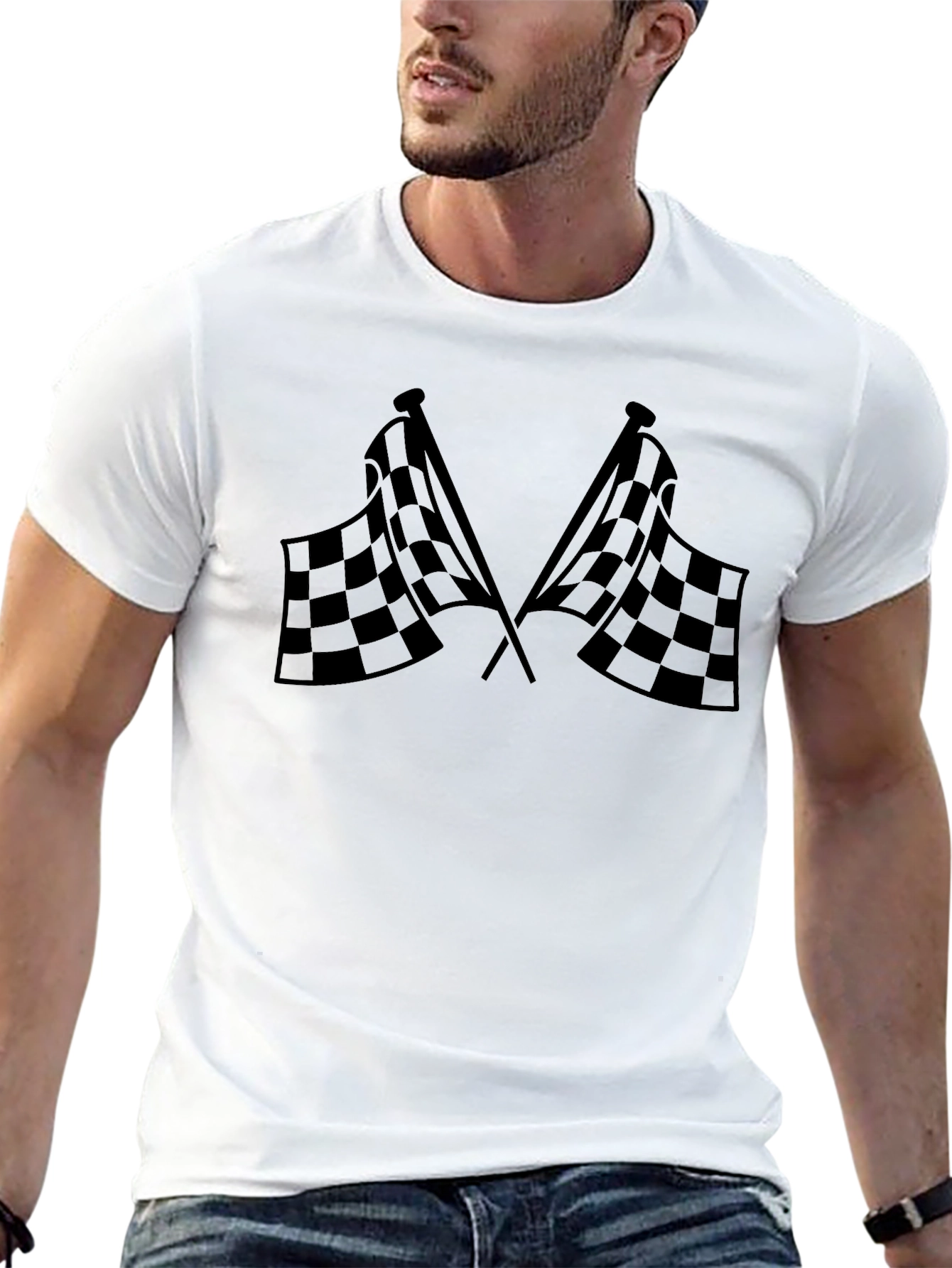 Checkered Flag Graphic Tee - Race Day Ready