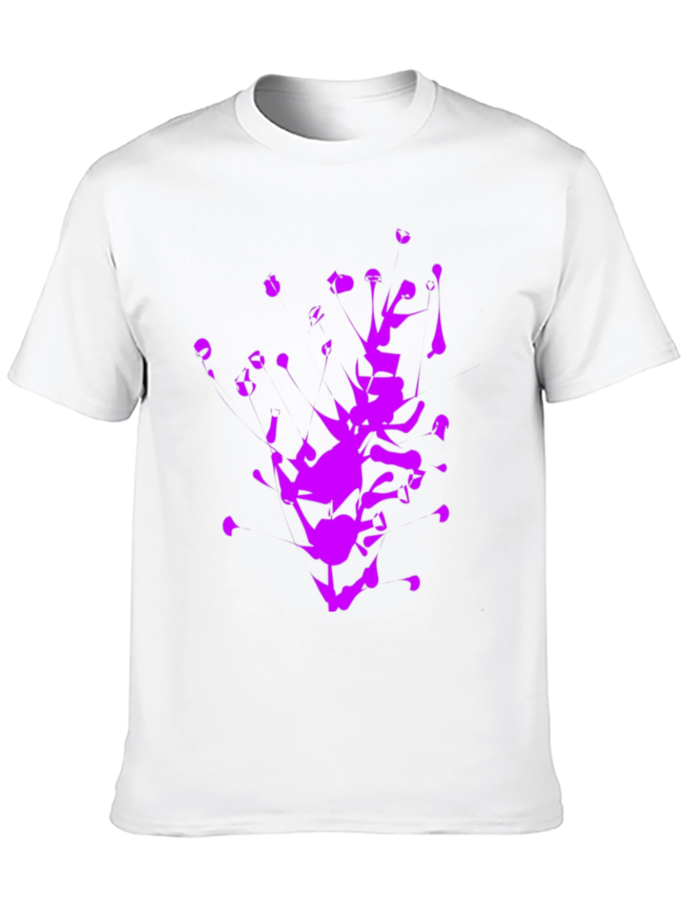 Abstract Purple Graphic Print Black T-Shirt