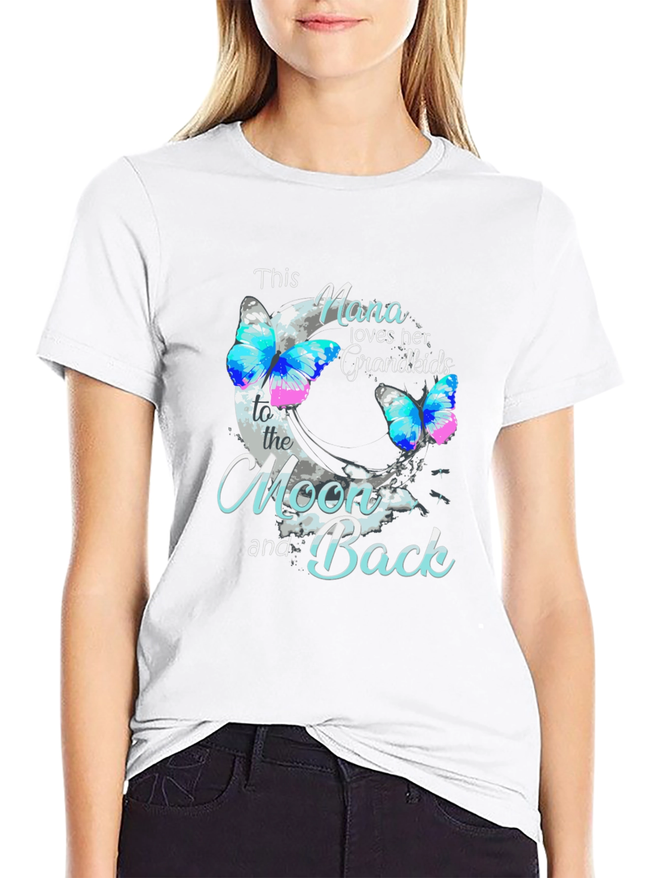 Nana Loves Grandkids Butterfly T-Shirt