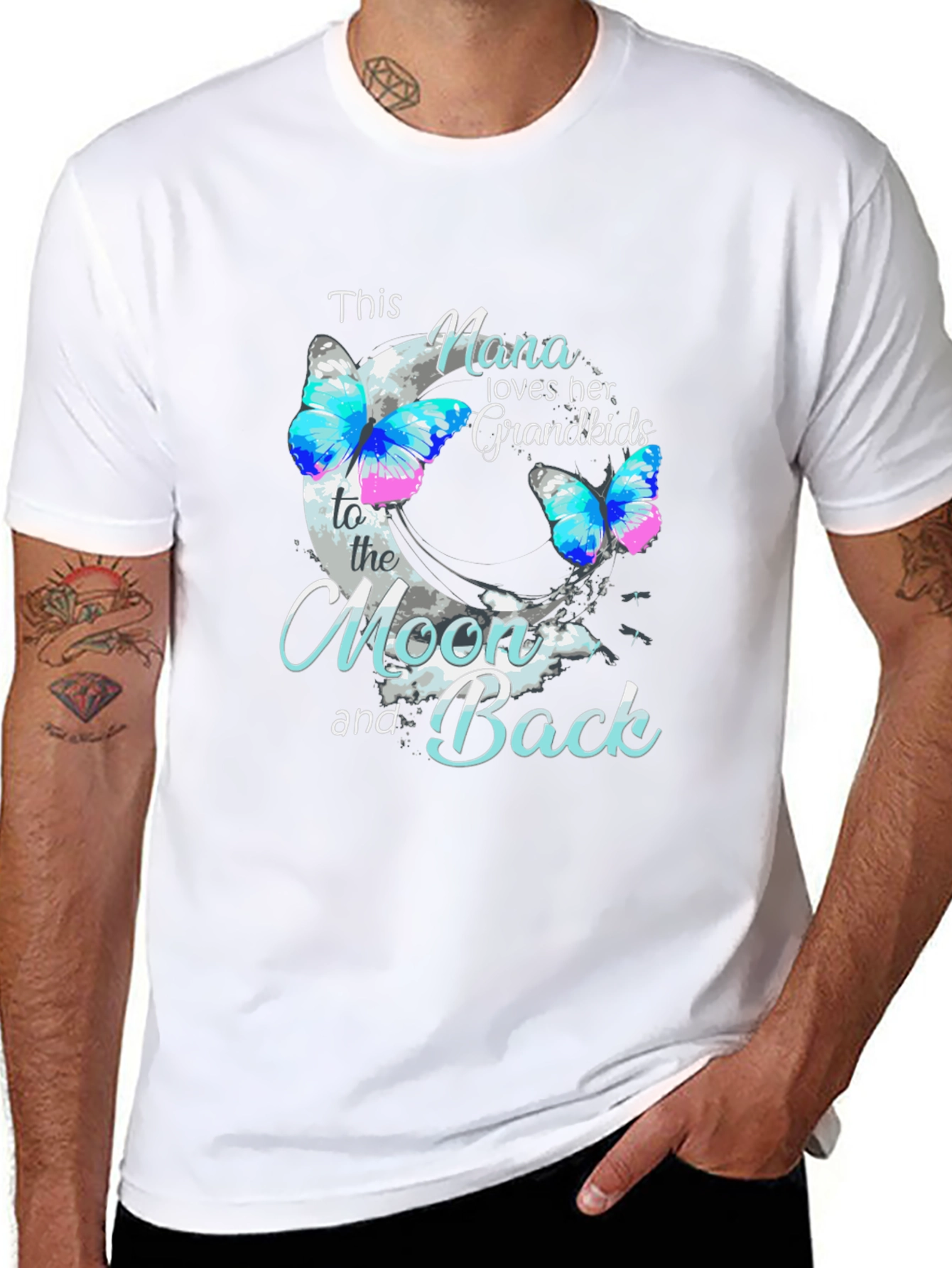 Nana Loves Grandkids Butterfly T-Shirt