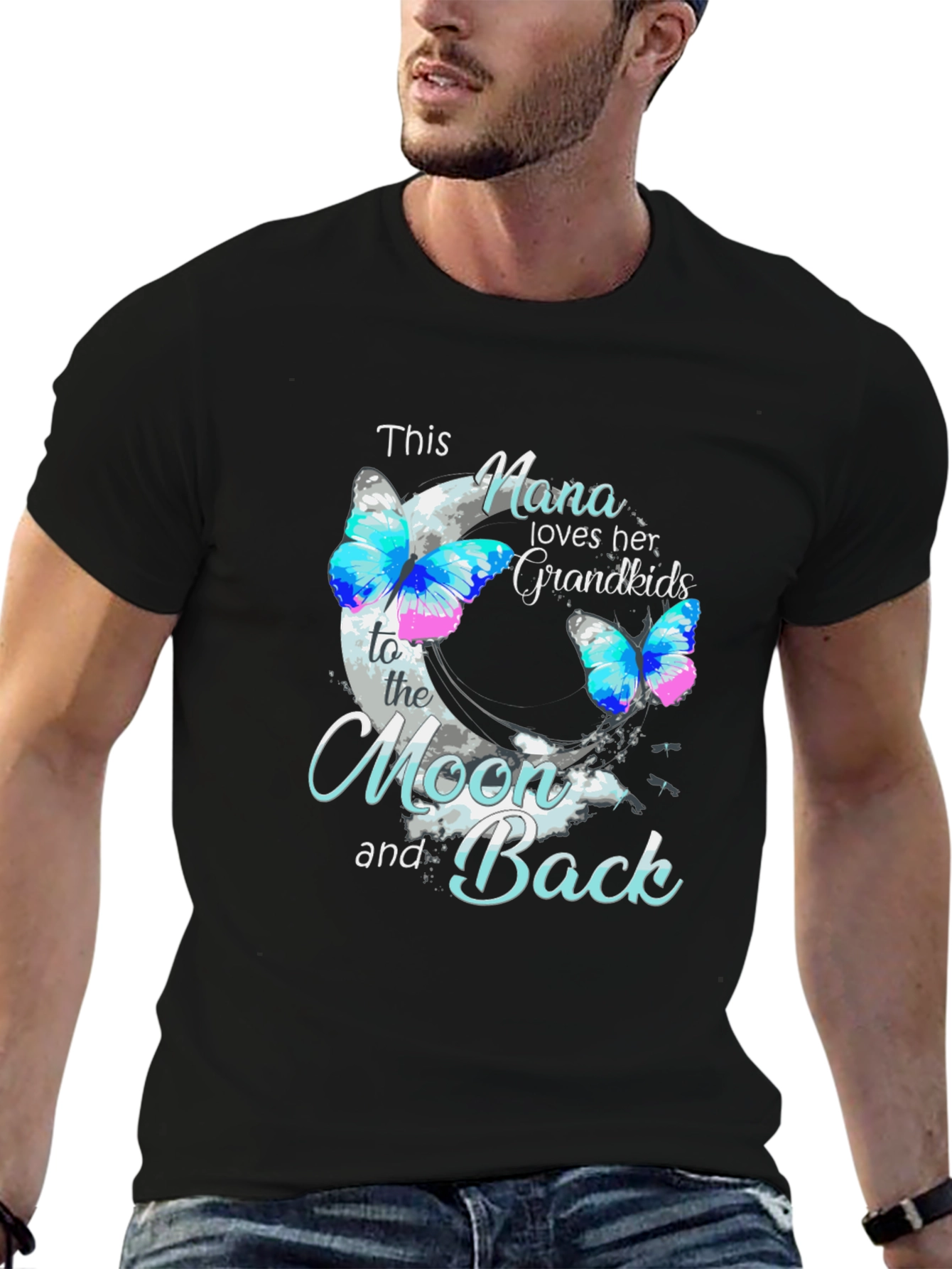 Nana Loves Grandkids Butterfly T-Shirt