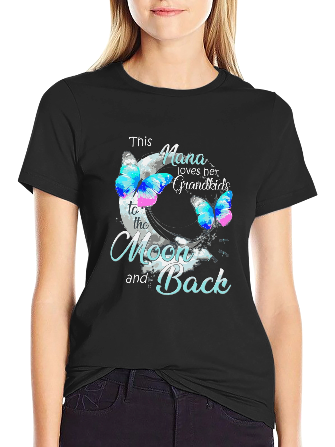 Nana Loves Grandkids Butterfly T-Shirt
