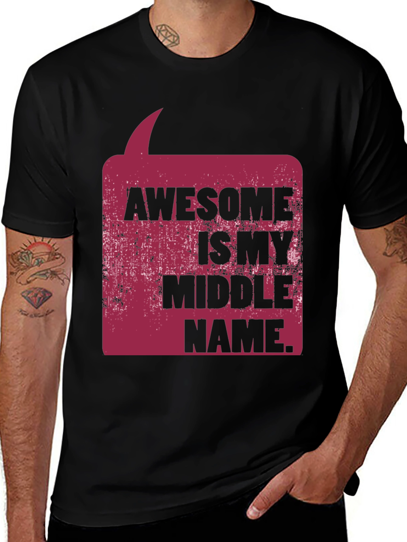 Awesome Middle Name Graphic Tee - Black
