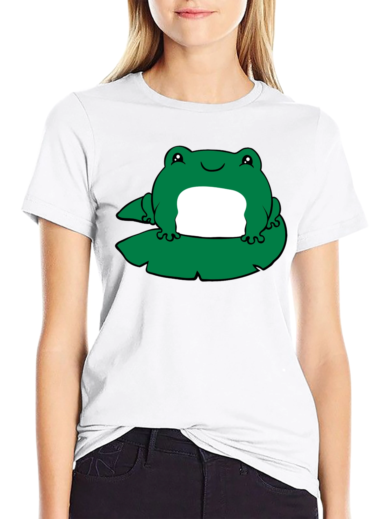 Frog on Lily Pad Graphic Tee - Black