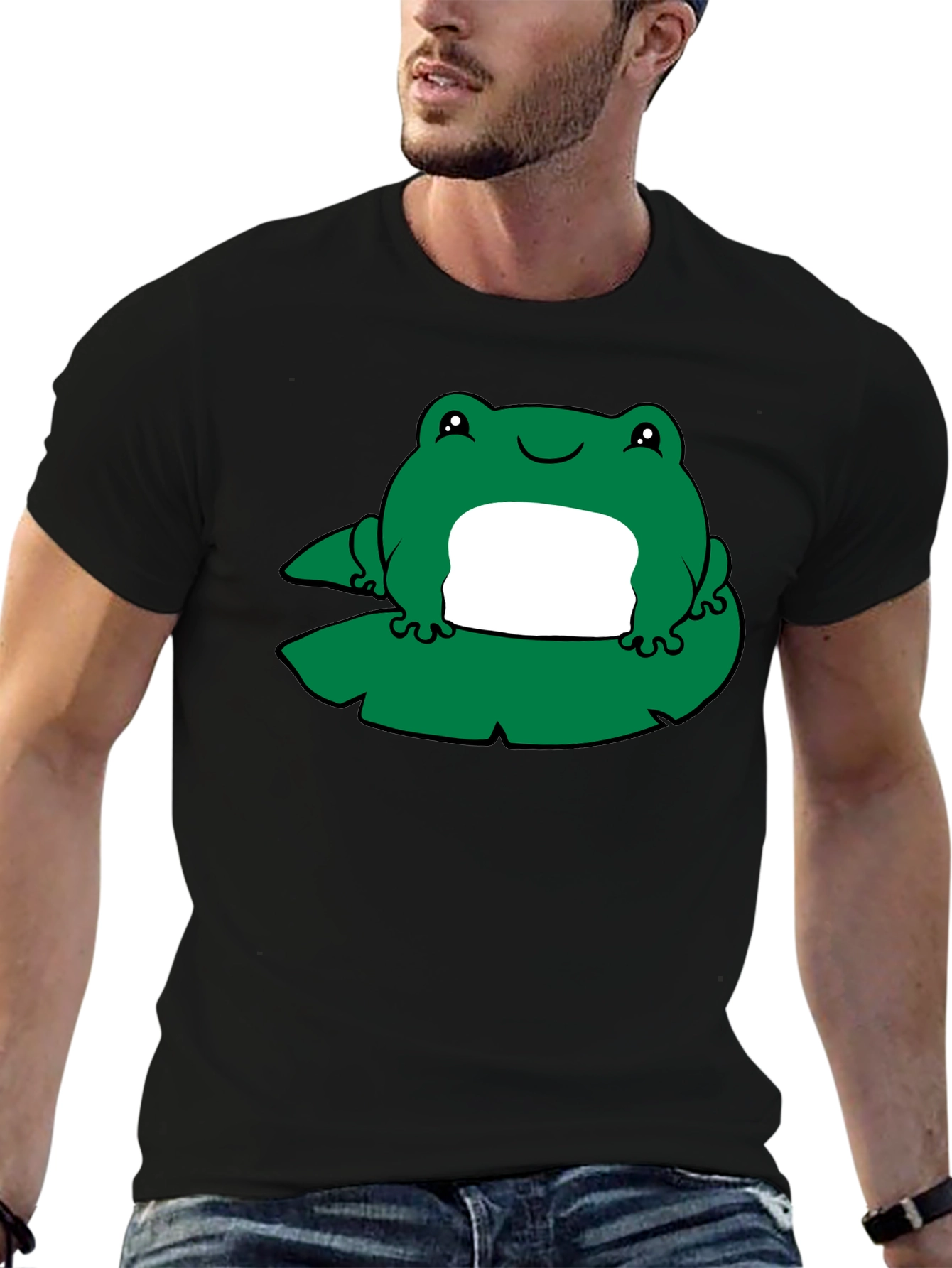 Frog on Lily Pad Graphic Tee - Black
