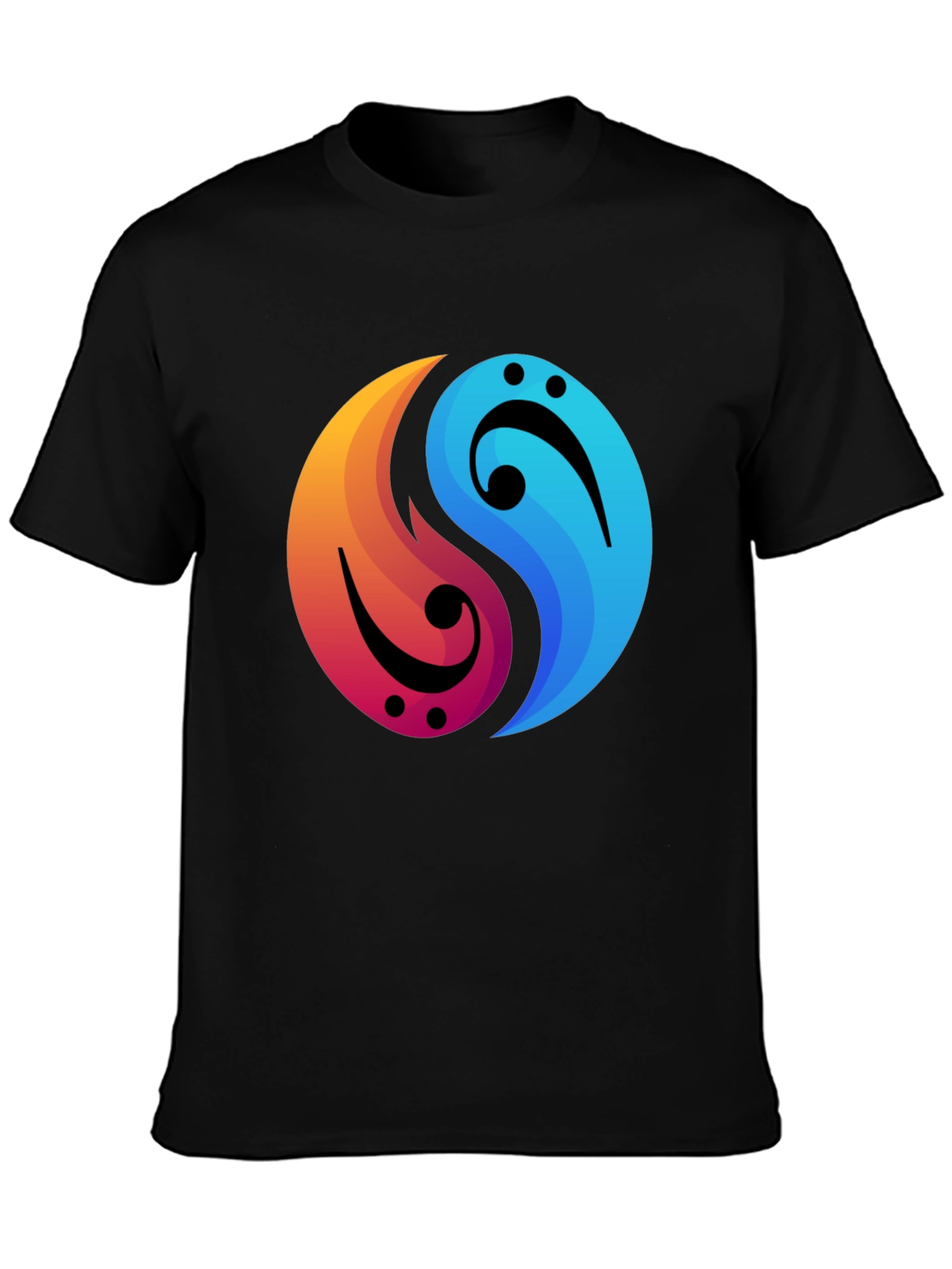 Yin Yang Music Note Graphic Tee - Black