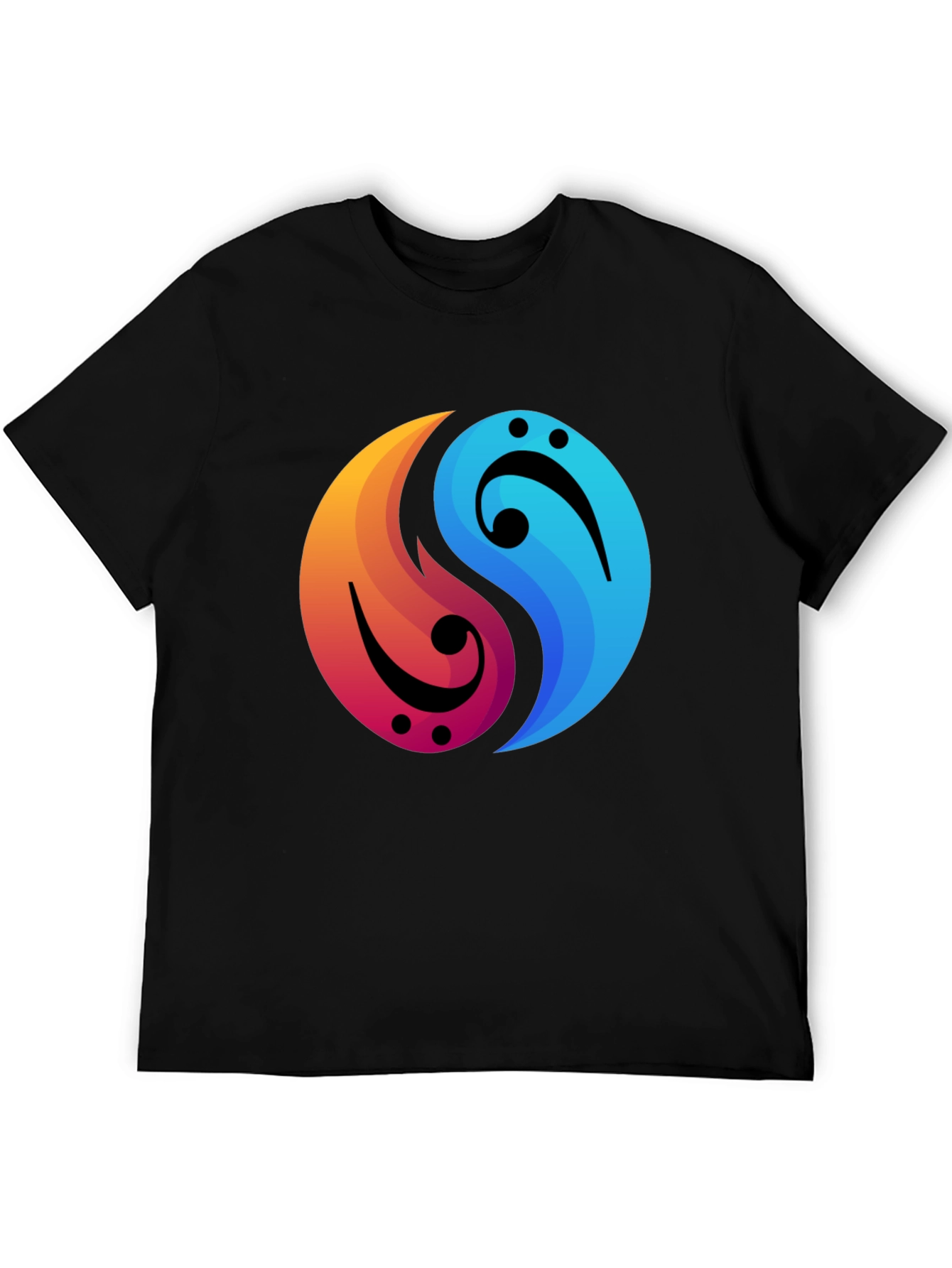 Yin Yang Music Note Graphic Tee - Black