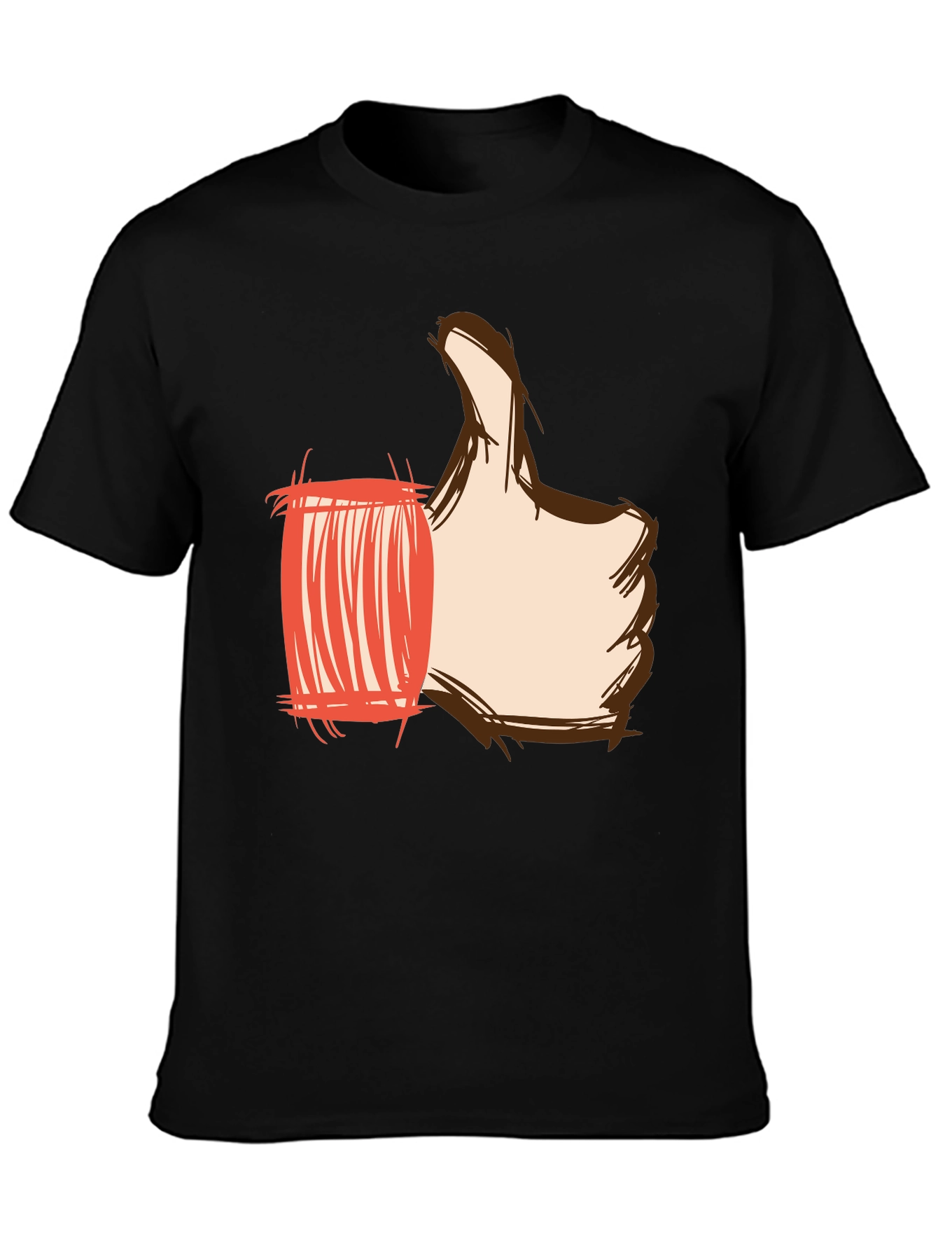 Thumbs Up Graphic Print Tee - Black