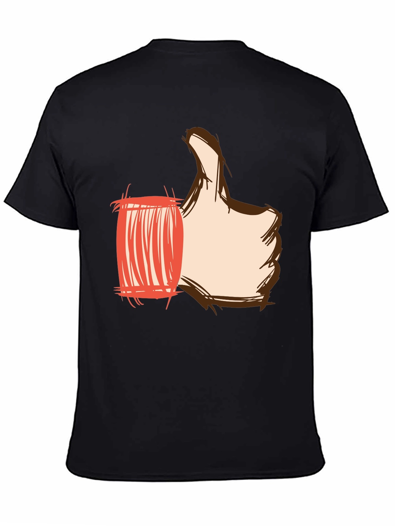 Thumbs Up Graphic Print Tee - Black