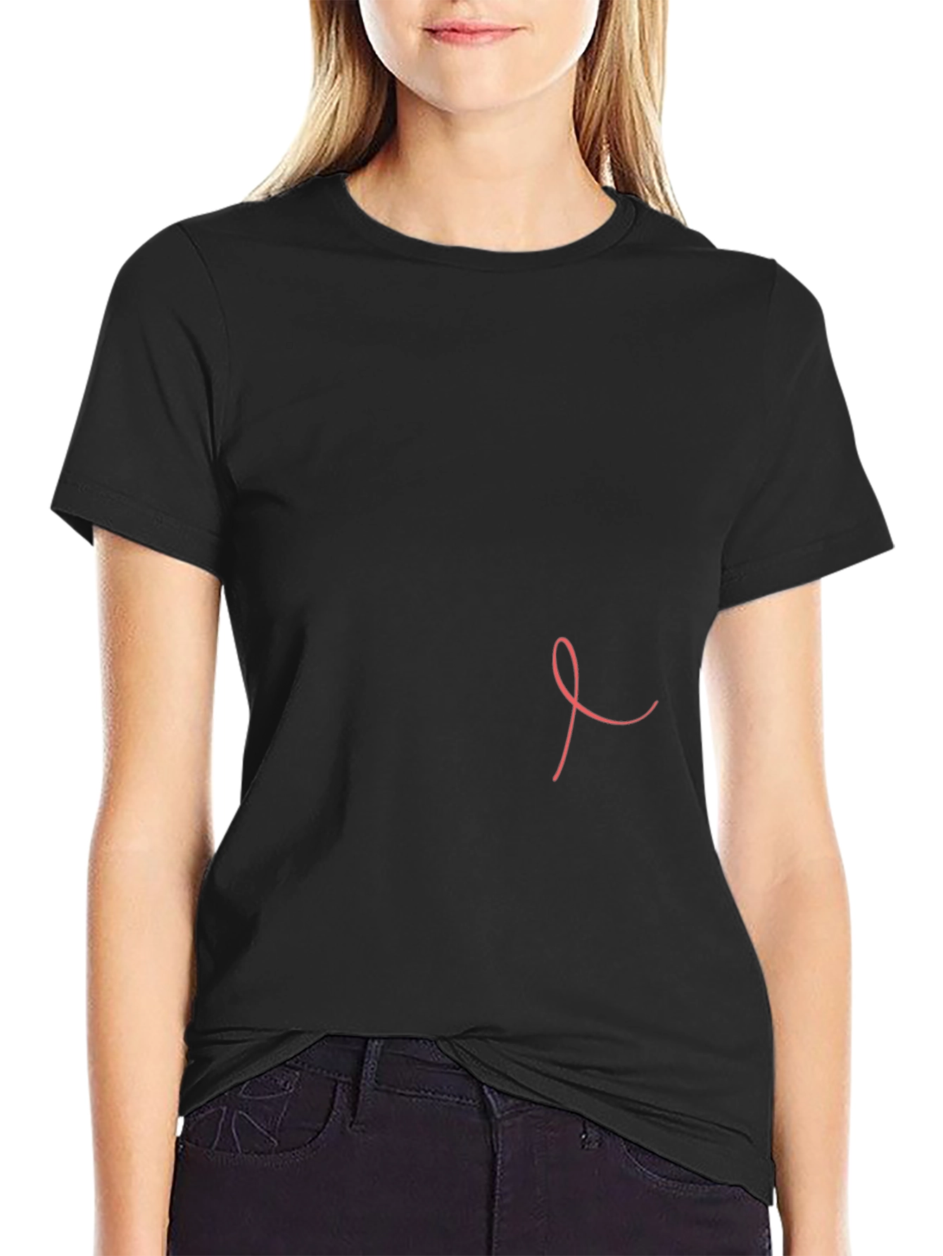 Breast Cancer Awareness Ribbon Black T-Shirt