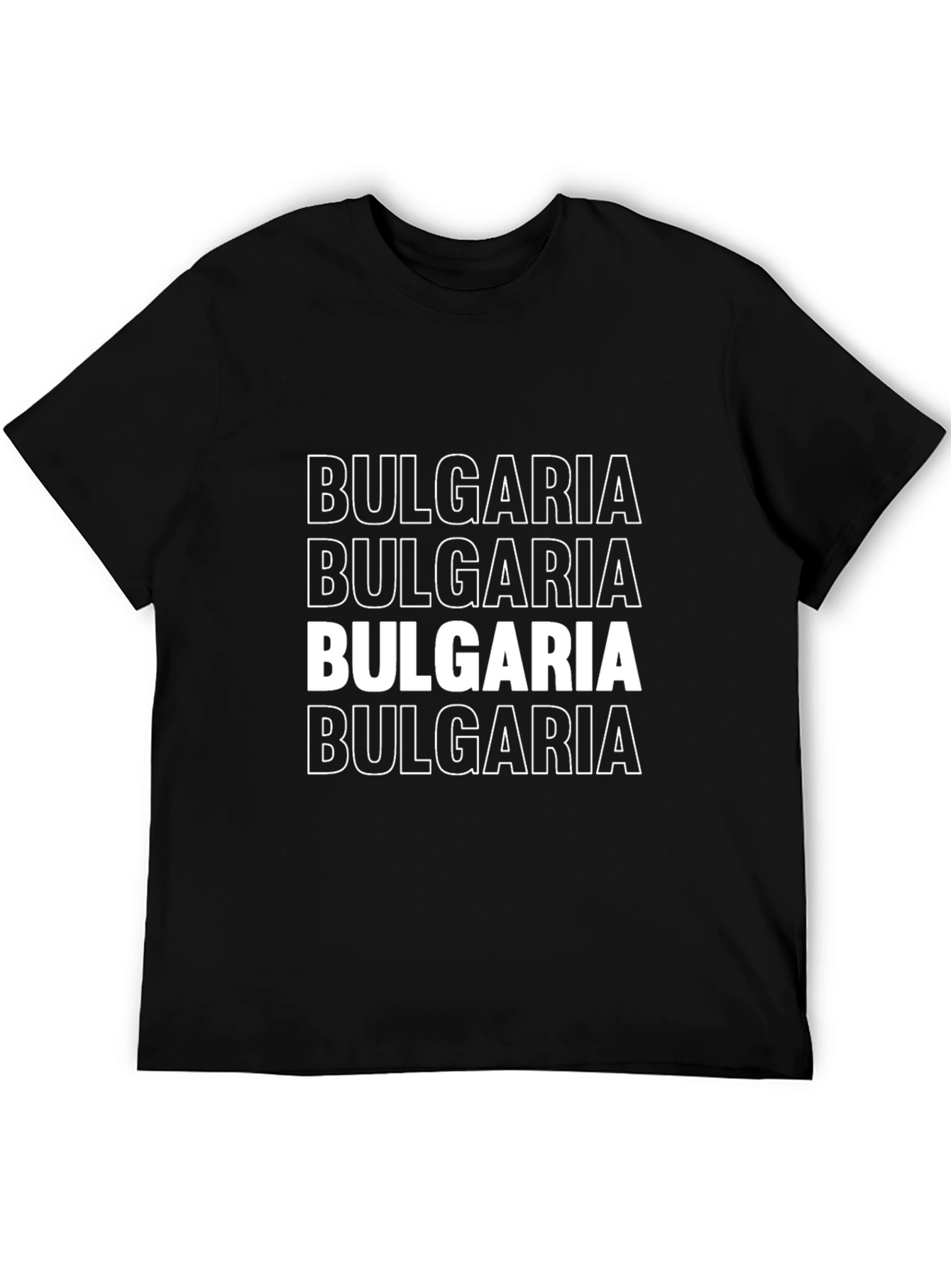 Bulgaria Text Graphic T-Shirt - Black