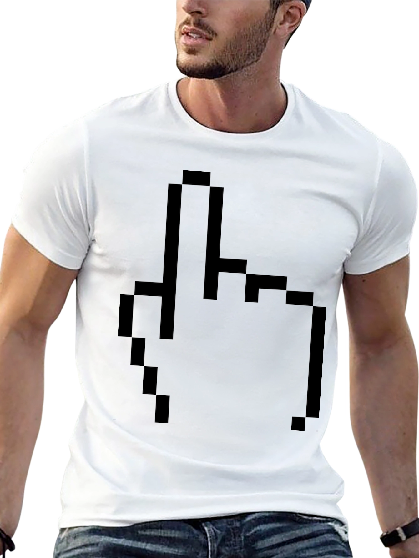 Pixel Middle Finger Black T-Shirt