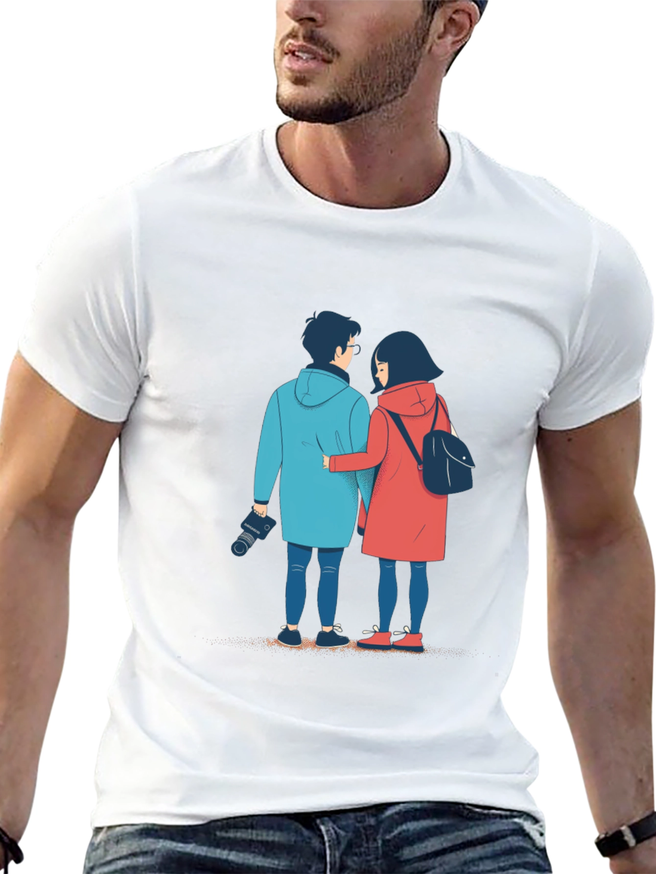 Couples Journey Black T-Shirt: Art Print