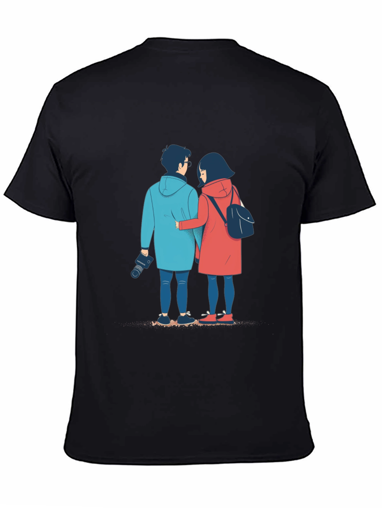 Couples Journey Black T-Shirt: Art Print
