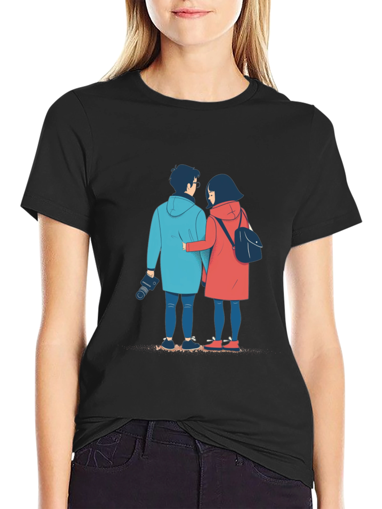 Couples Journey Black T-Shirt: Art Print