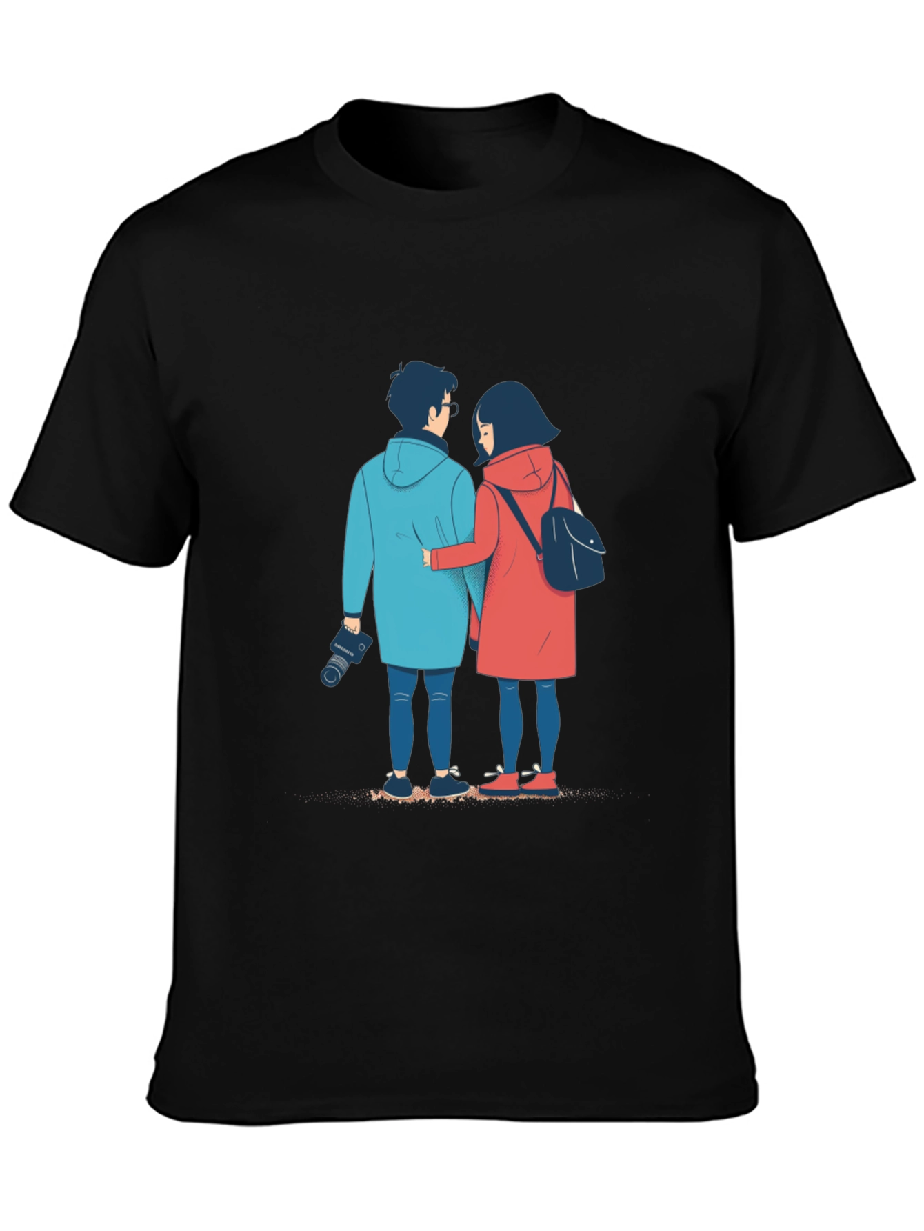 Couples Journey Black T-Shirt: Art Print