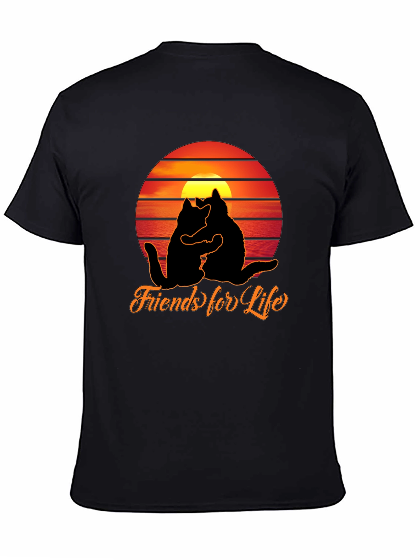 Friends For Life Cats Sunset Graphic T-Shirt