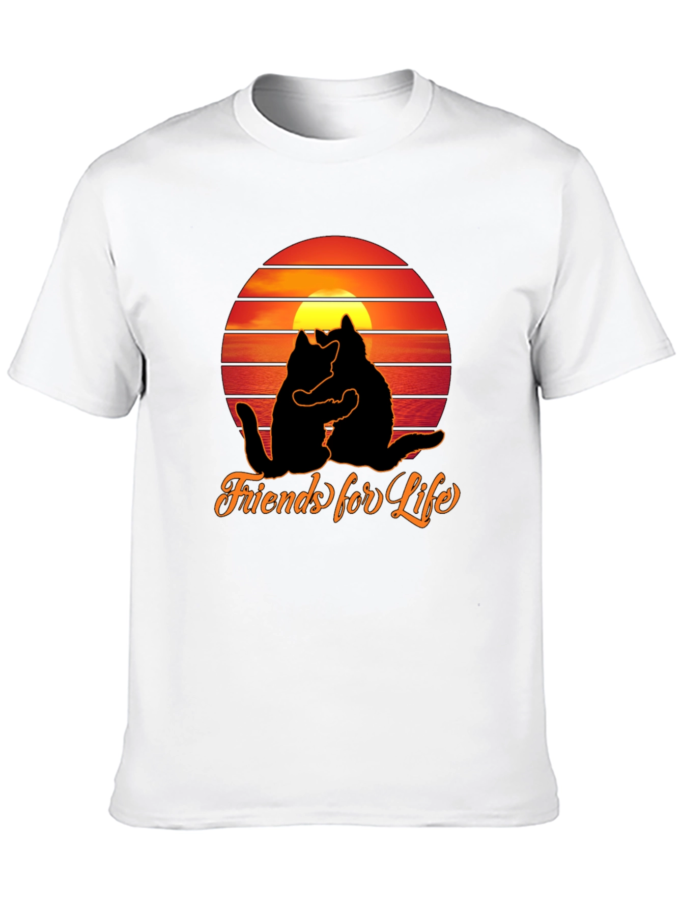 Friends For Life Cats Sunset Graphic T-Shirt