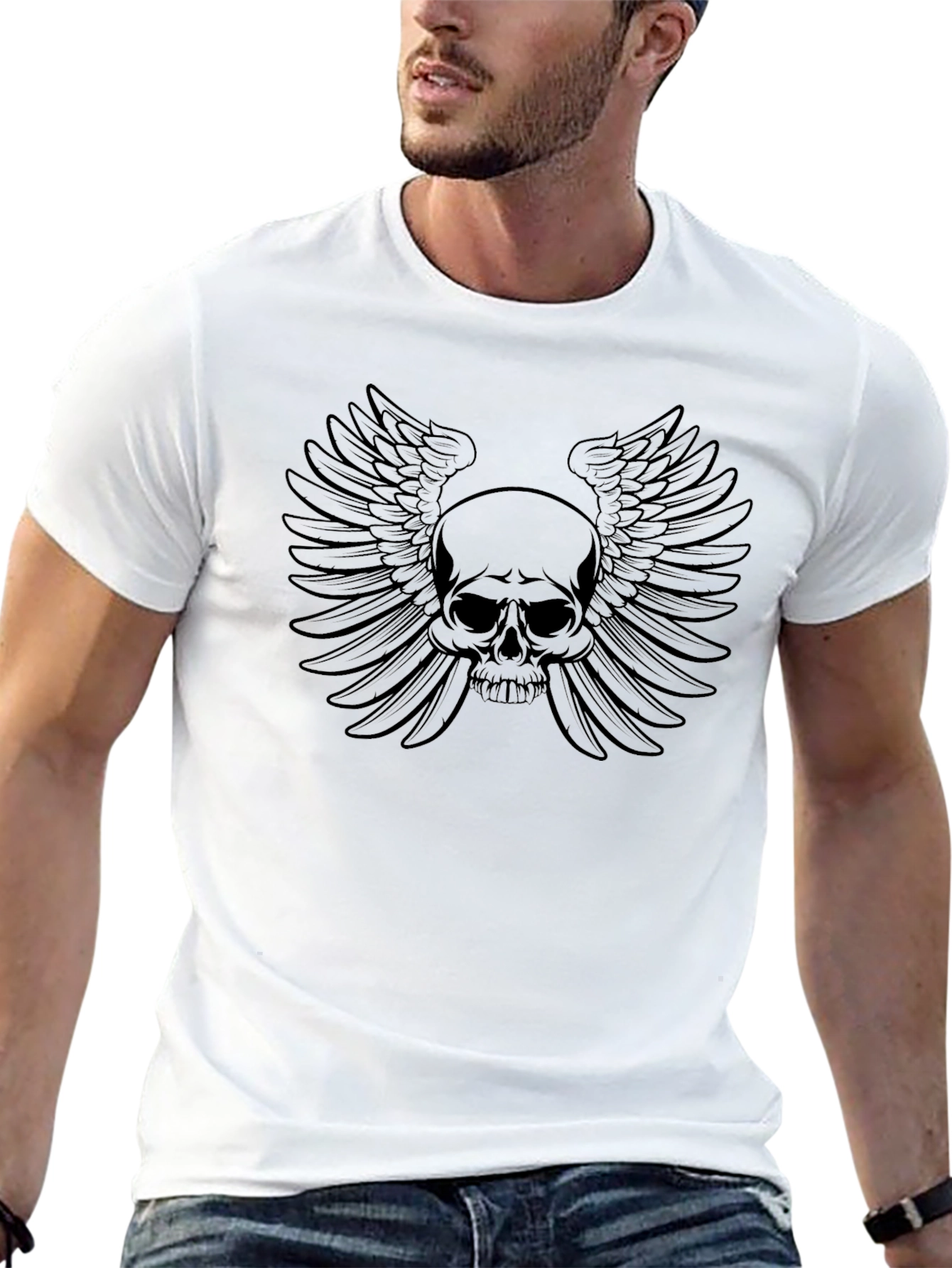 Skull Wings Graphic Tee - Mens Black T-Shirt
