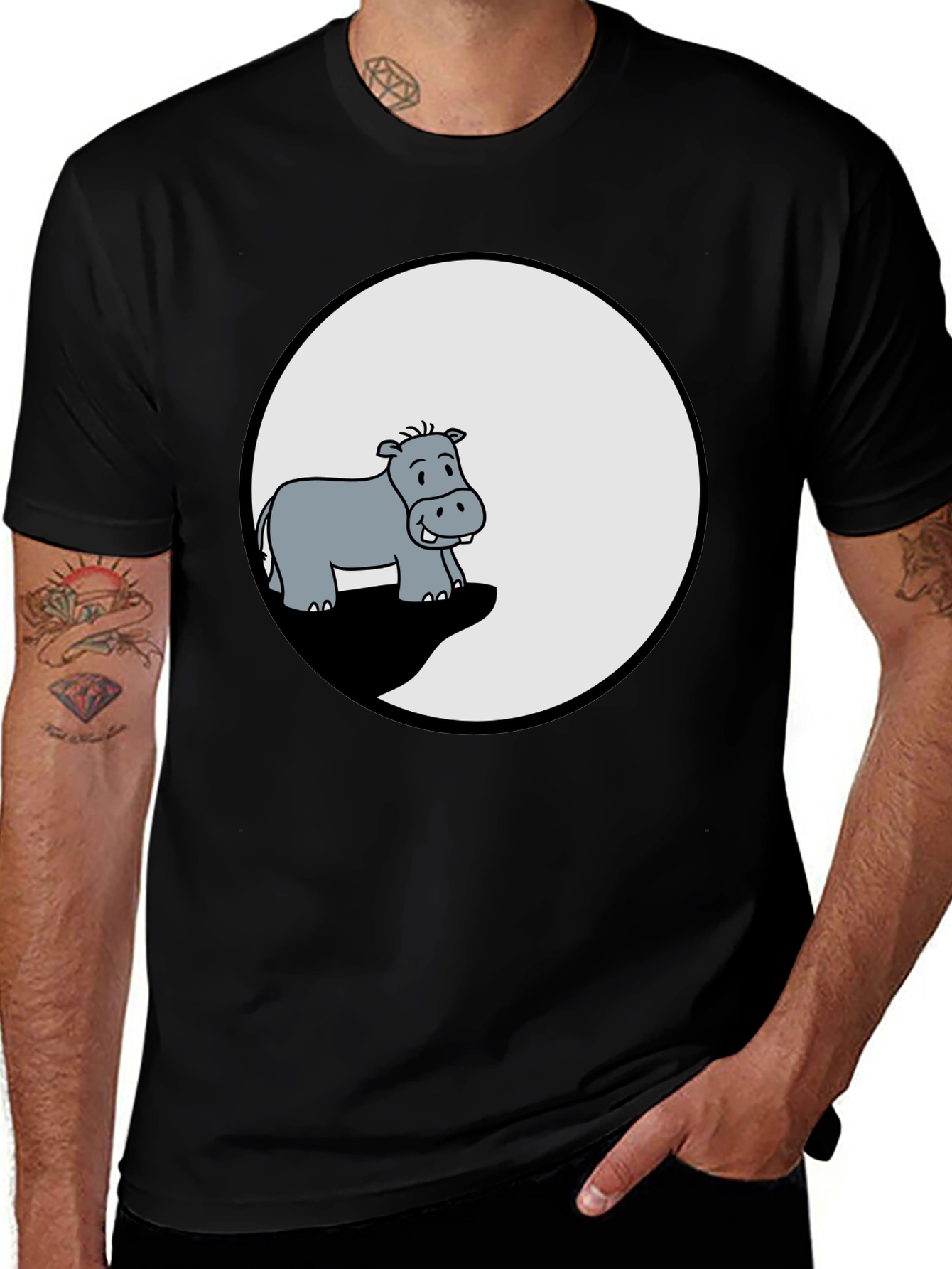 Hippo Graphic Tee - Mens Black T-Shirt