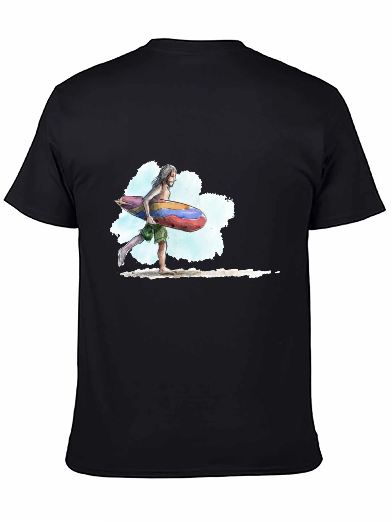Surfer Dude Graphic Black Tee