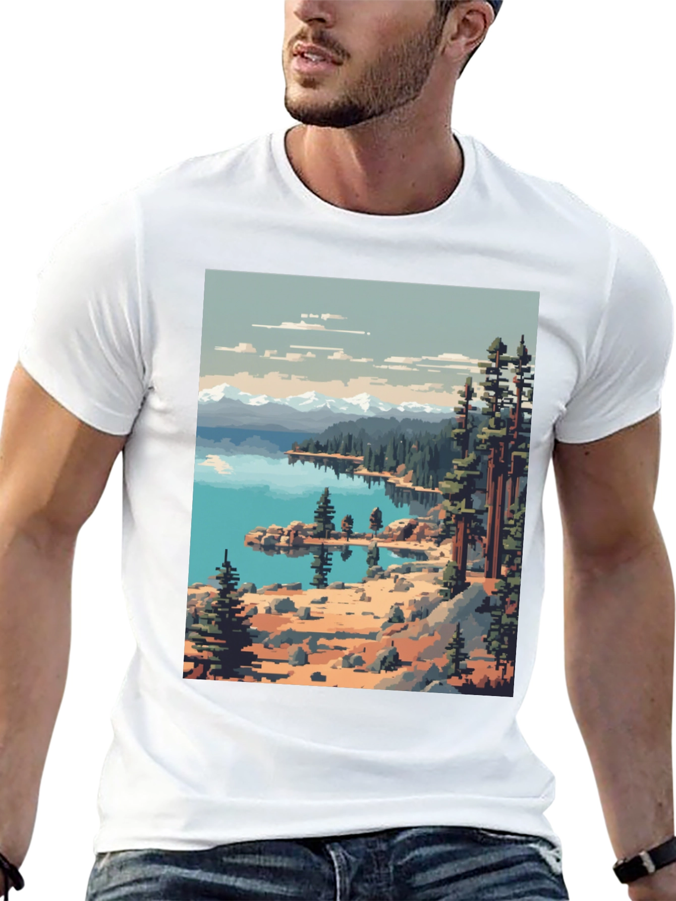 Pixel Art Nature Scene Graphic Tee