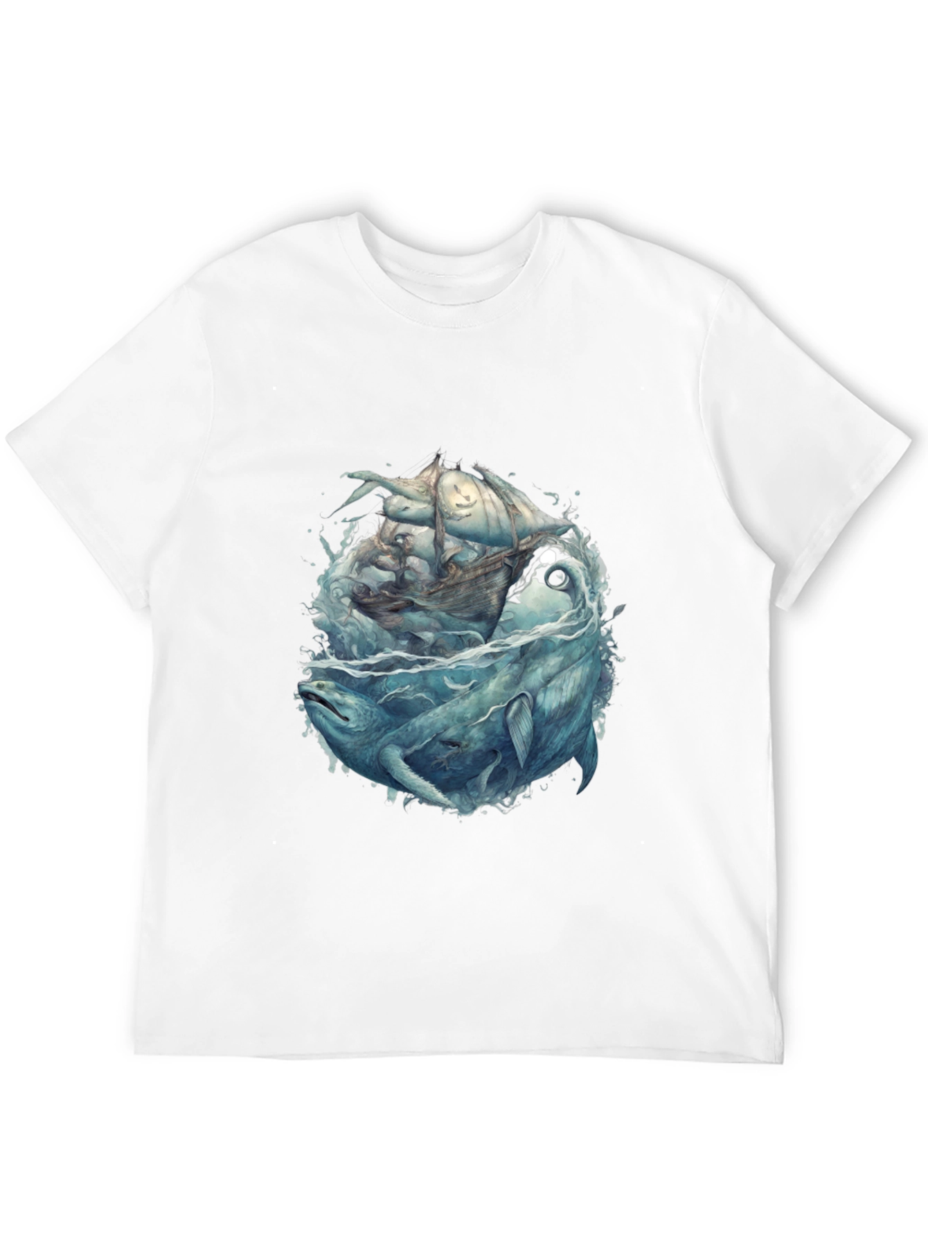 Whale & Ship Graphic Tee - Mens Black T-Shirt