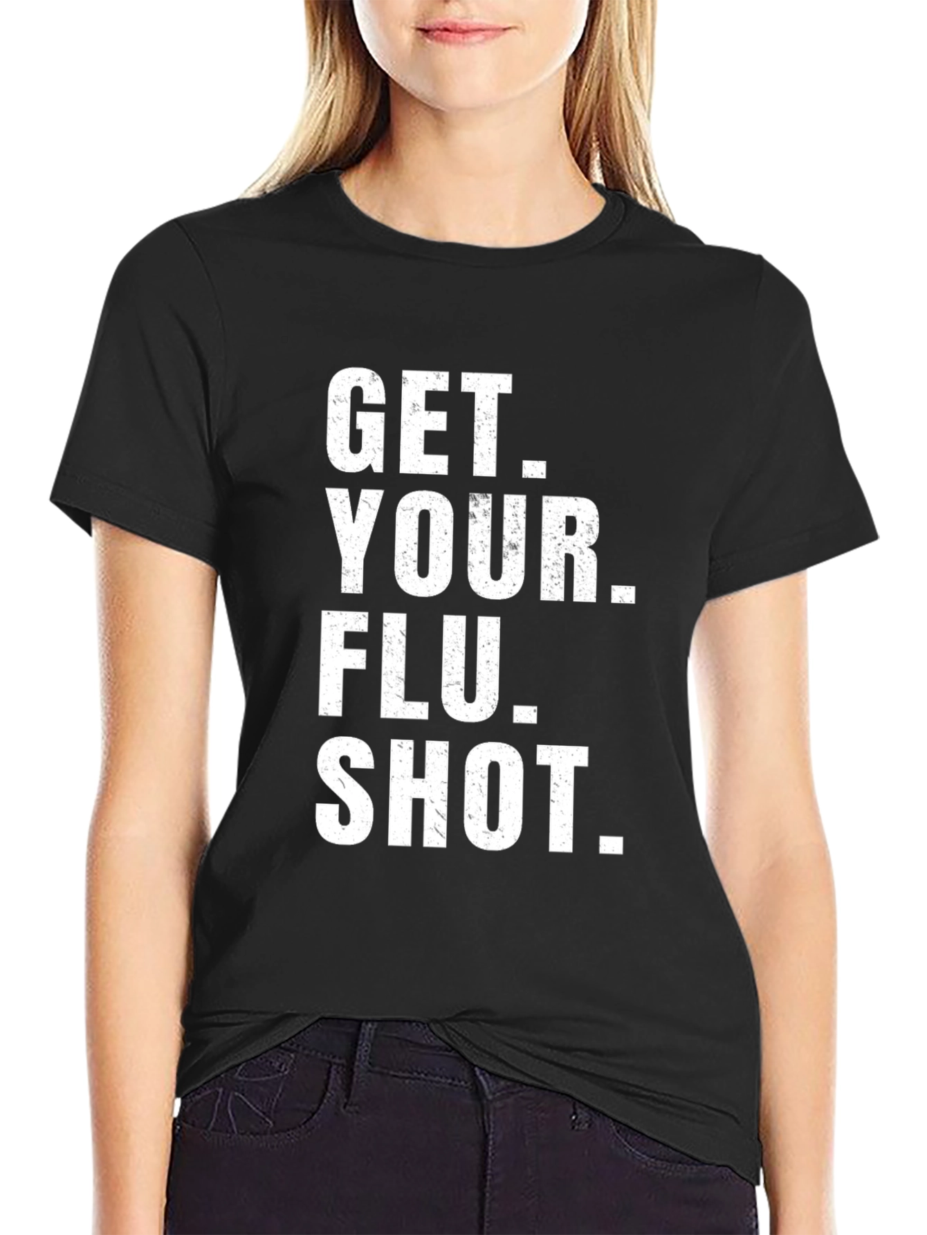Get Your Flu Shot T-Shirt - Black Cotton Tee