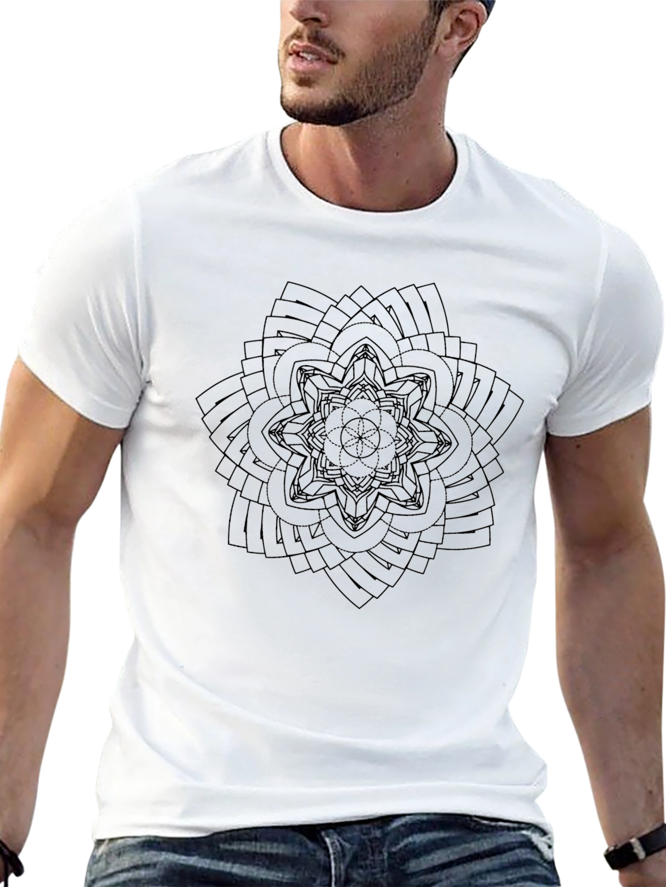 Abstract Mandala Graphic Black T-Shirt