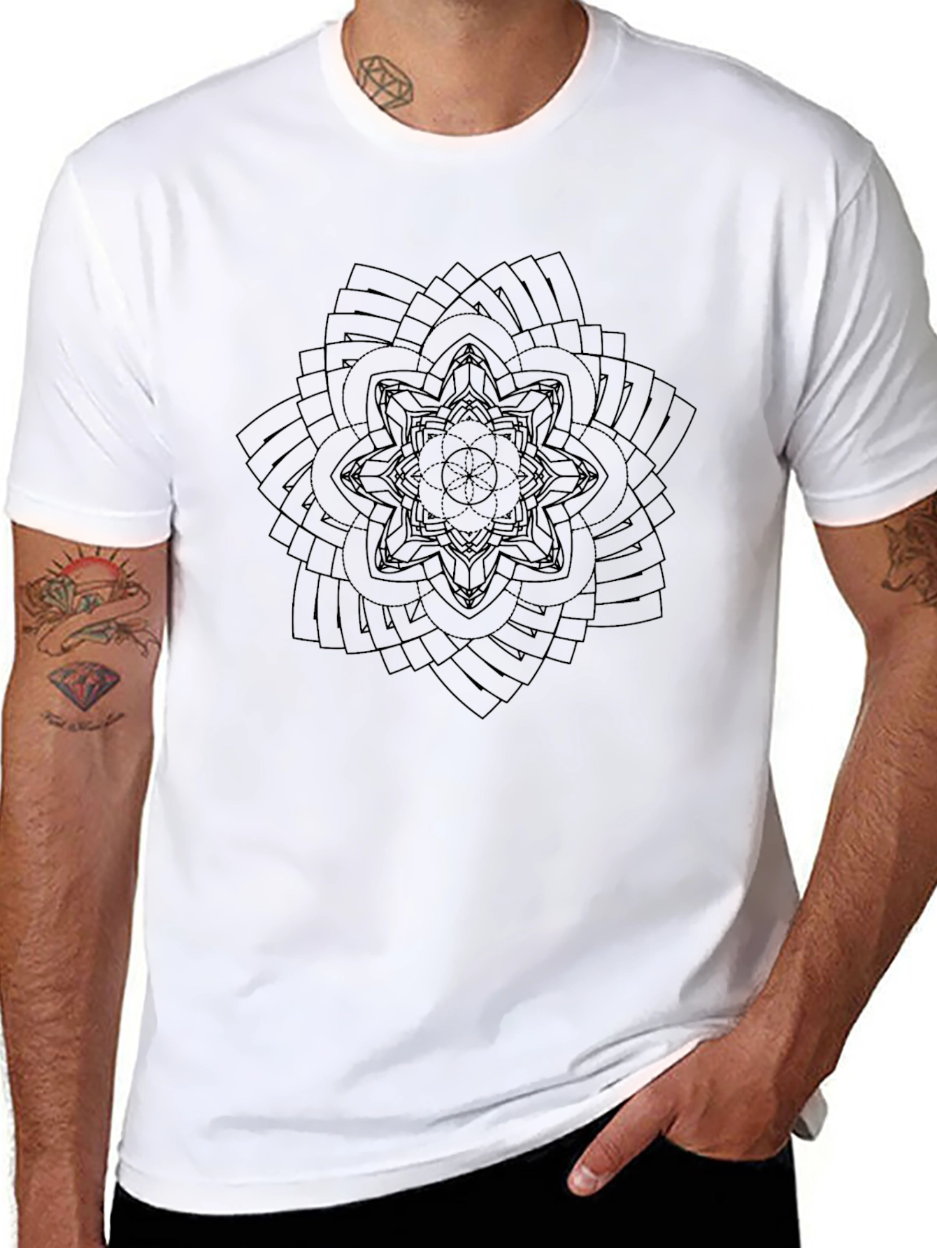 Abstract Mandala Graphic Black T-Shirt