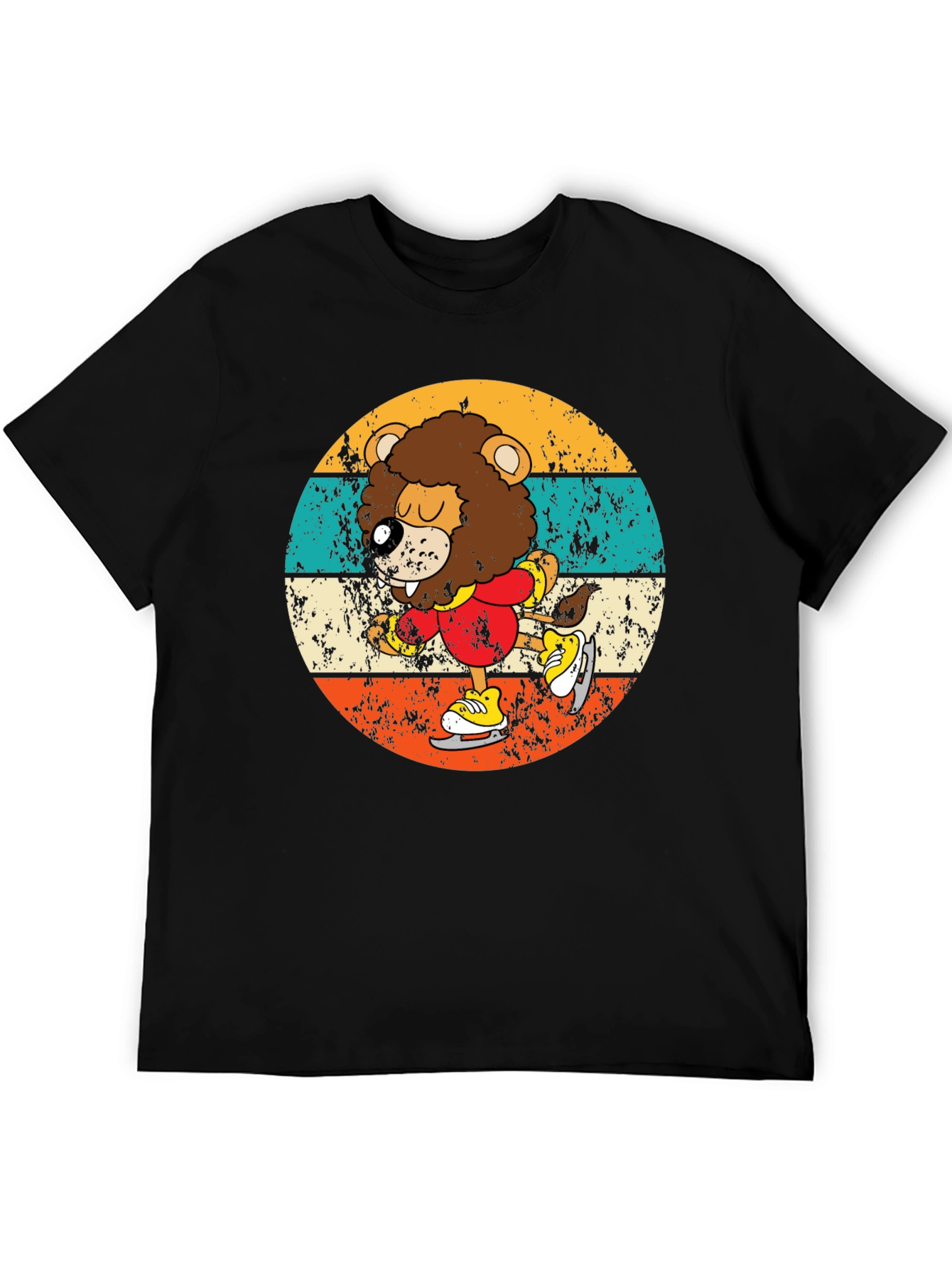 Retro Lion Ice Skating T-Shirt