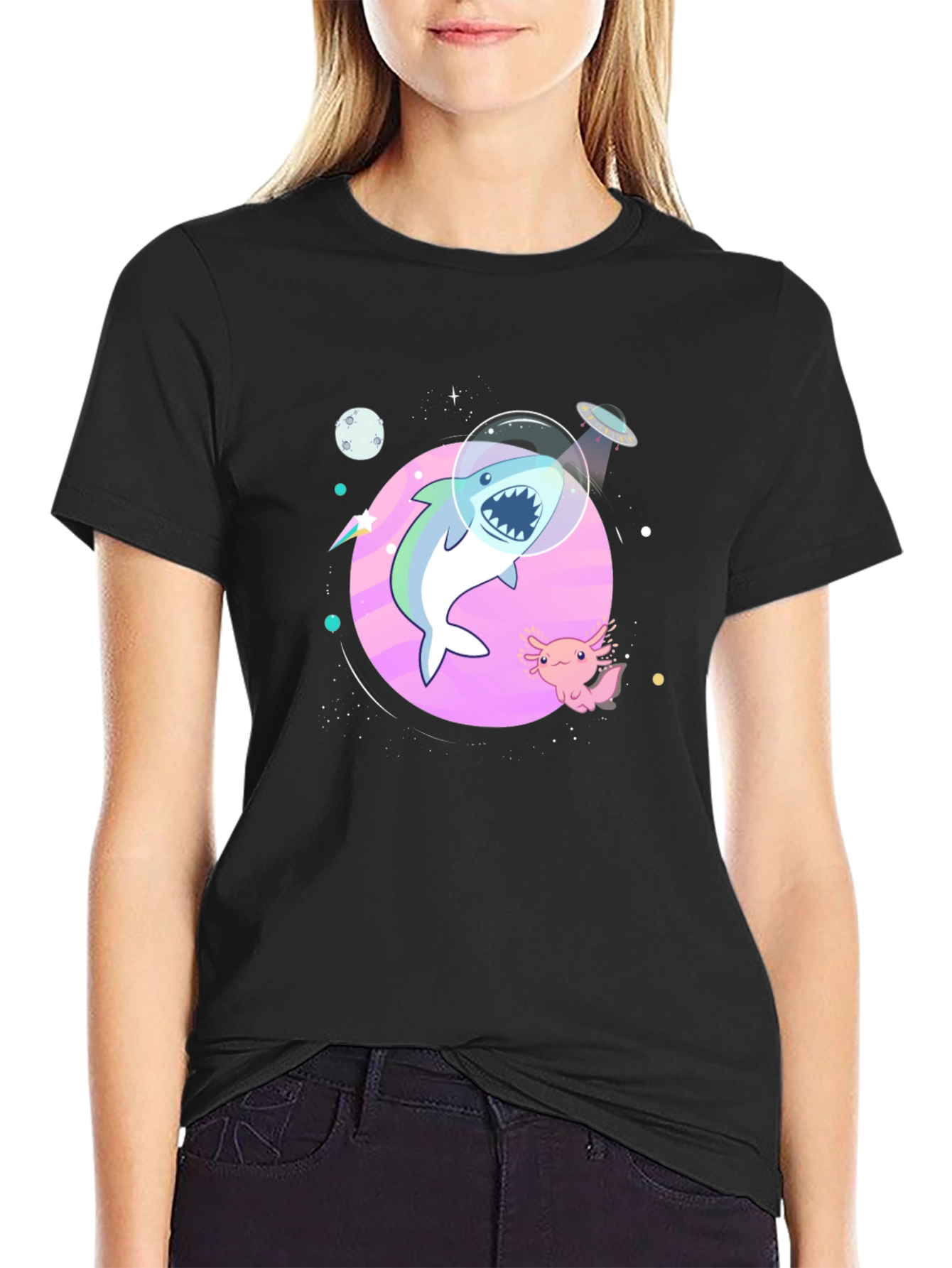 Shark in Space T-Shirt - Cool Graphic Tee
